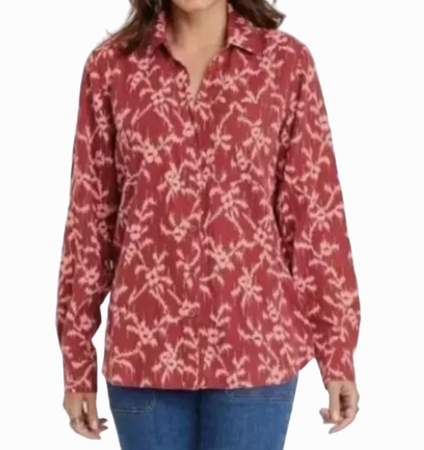 Other Knox Rose - Women's Long Sleeve Button-Down Shirt Top - Red Size L / US 10 / IT 46 - 1 Thumbnail