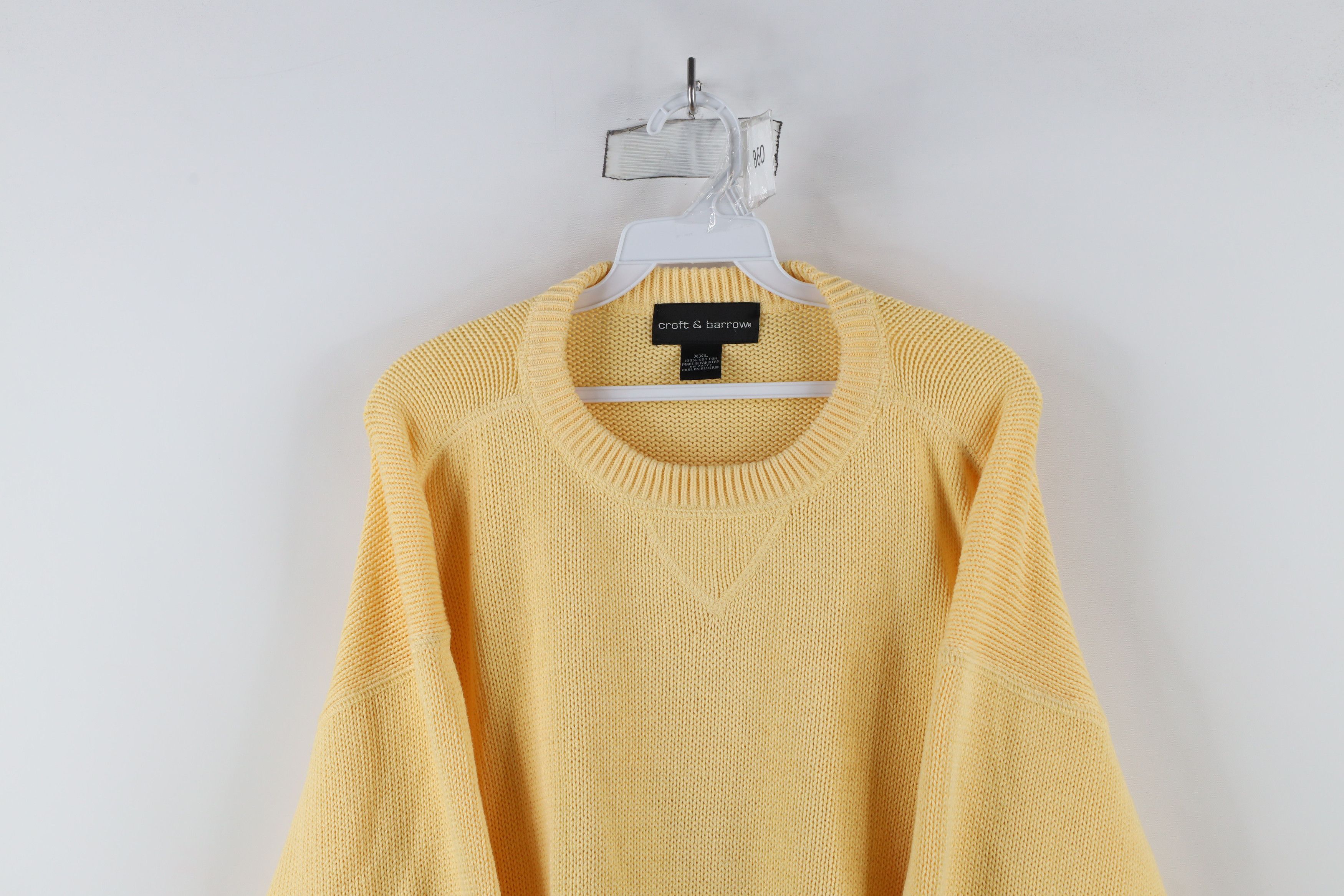 Vintage Vintage 90s Streetwear Blank Cotton Knit Sweater Yellow Size US XXL / EU 58 / 5 - 2 Thumbnail