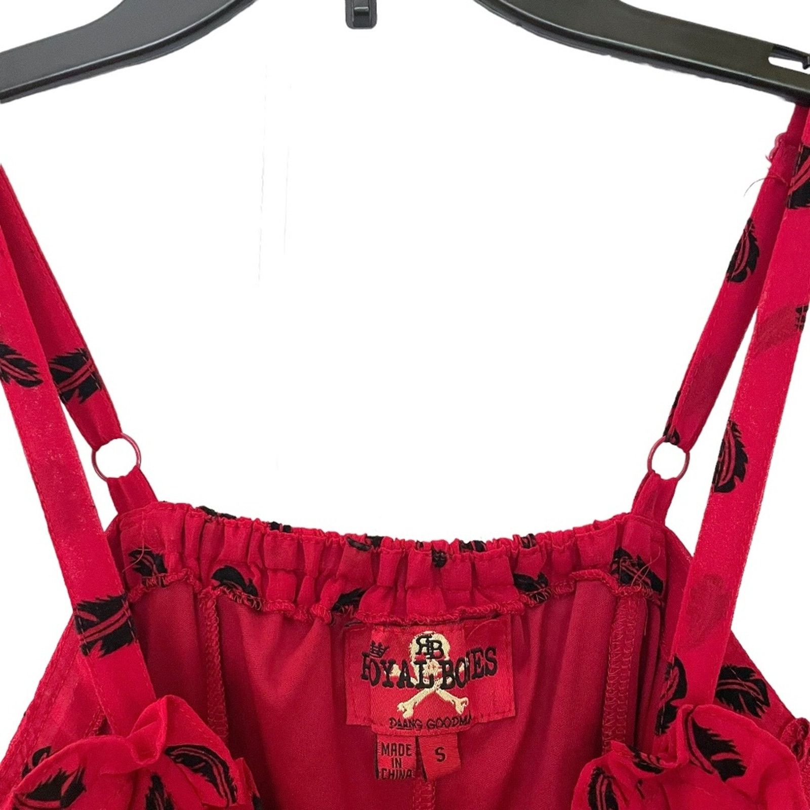 Tripp NYC Royal Bones Red & Black Feather High-Low Dress Size S / US 4 / IT 40 - 5 Thumbnail