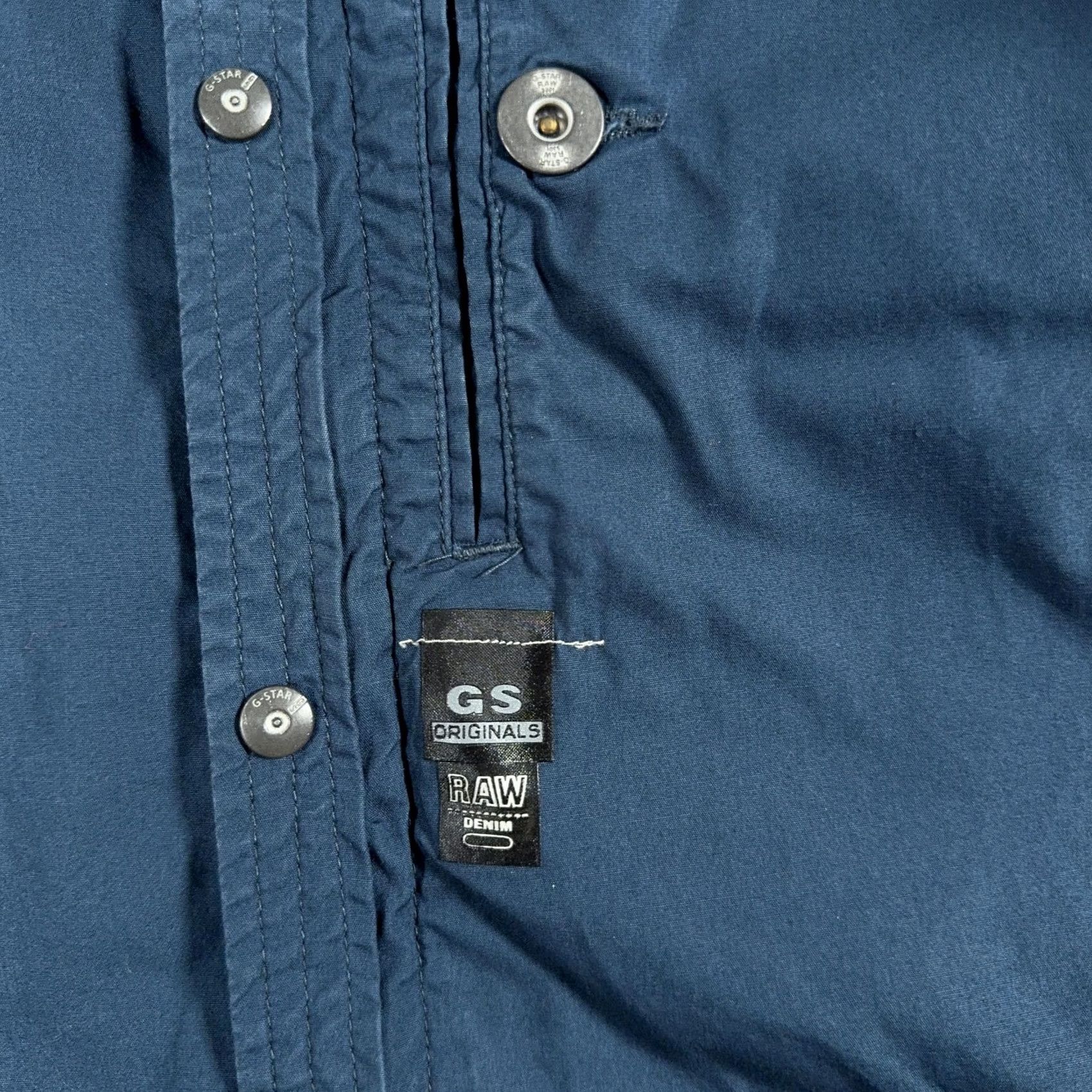 G-Star G Star Raw 3301 Shirt Mens Small Blue Full Zip Snap Front Military Button-Up Collared Long Sleeve Lightweight Pockets Size US S / EU 44-46 / 1 - 7 Thumbnail