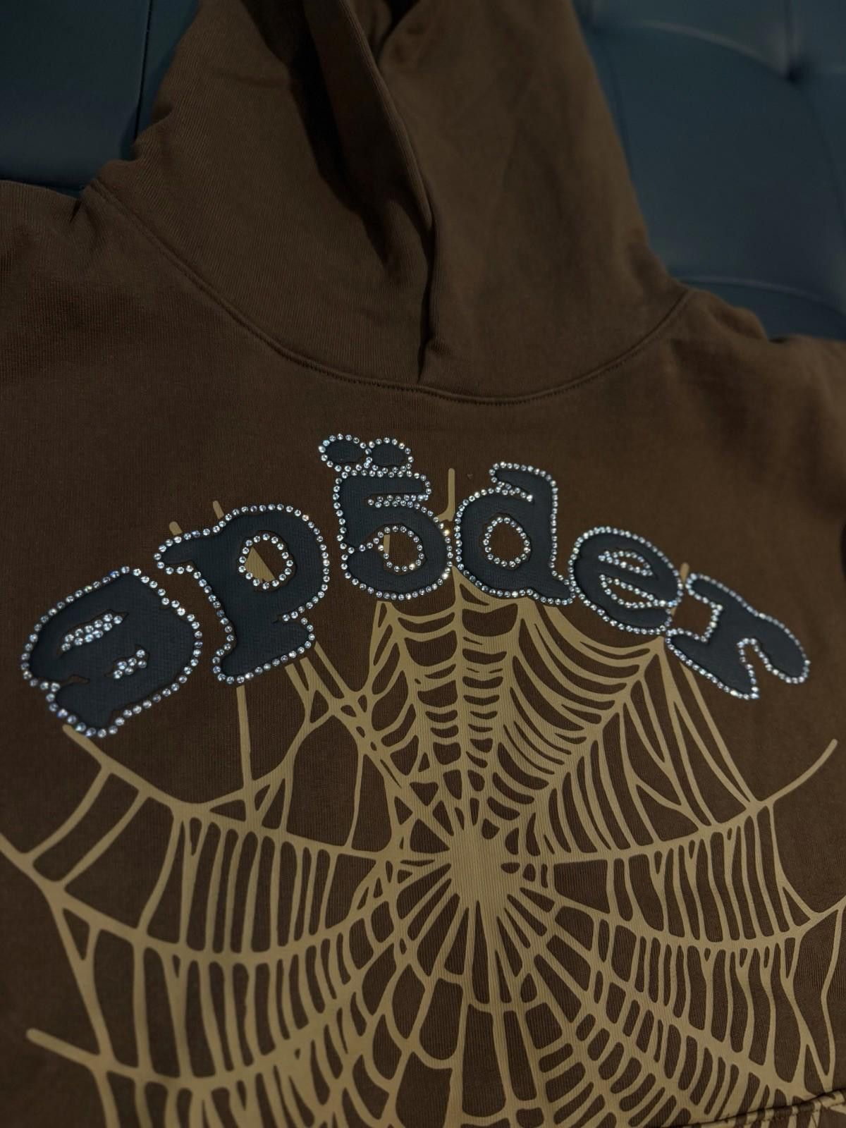 Sp5der Sp5der Worldwide Brown Crystal Hoodie Size (XL) (NEW) Size US XL / EU 56 / 4 - 4 Thumbnail