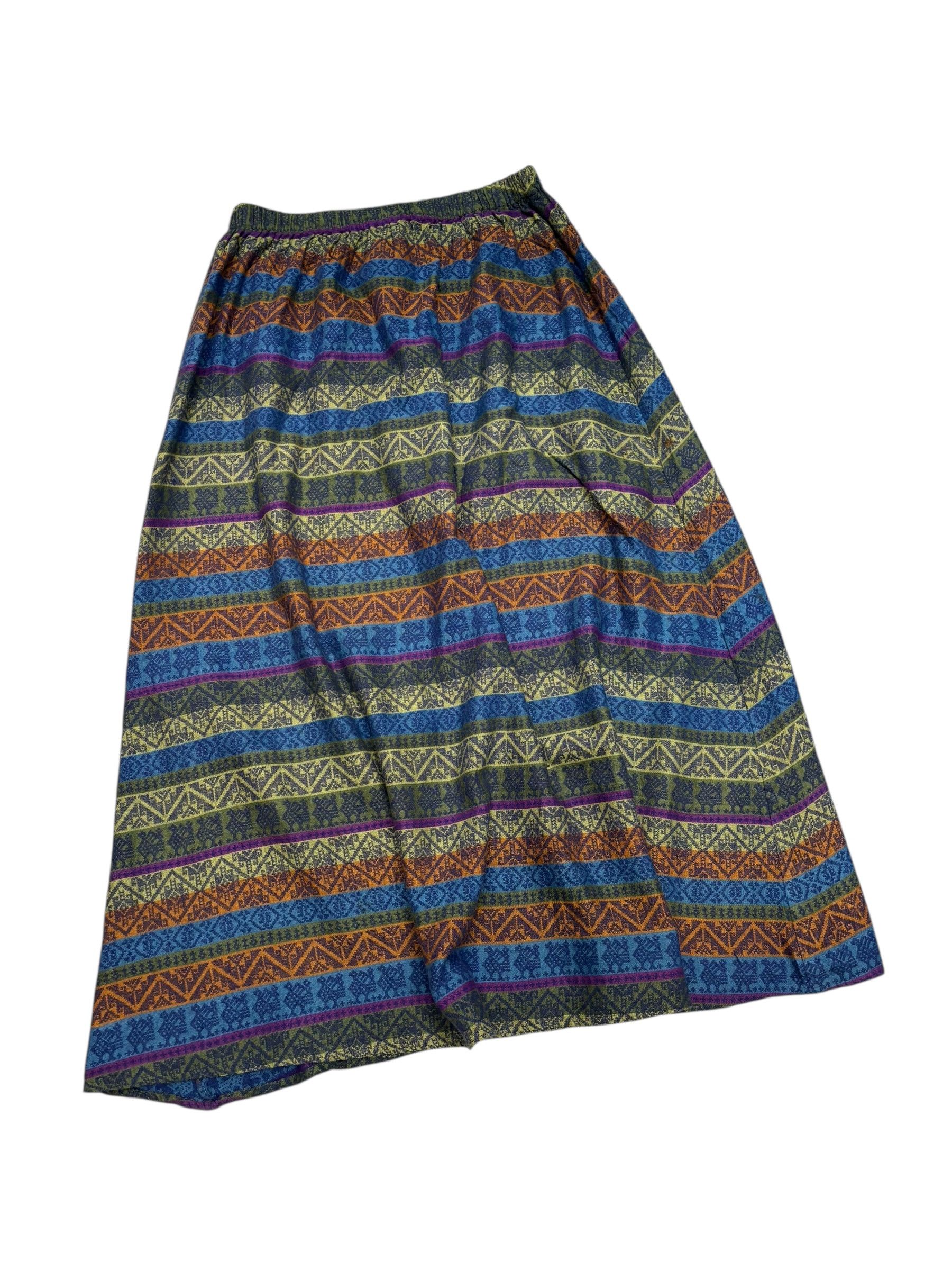 Kapital 🔥BOHO TRIBAL HIPPIE MIDI SKIRT ELASTIC WAIST Size 26" / US 2 / IT 38 - 2 Thumbnail