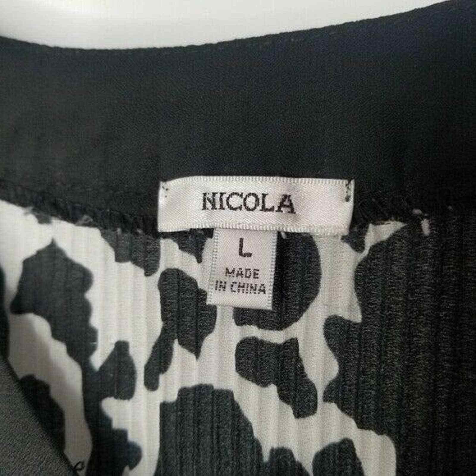 Nicole Club Nicola Blouse Bell Sleeved Thin Sheer Top Shirt Black White Size L / US 10 / IT 46 - 6 Thumbnail