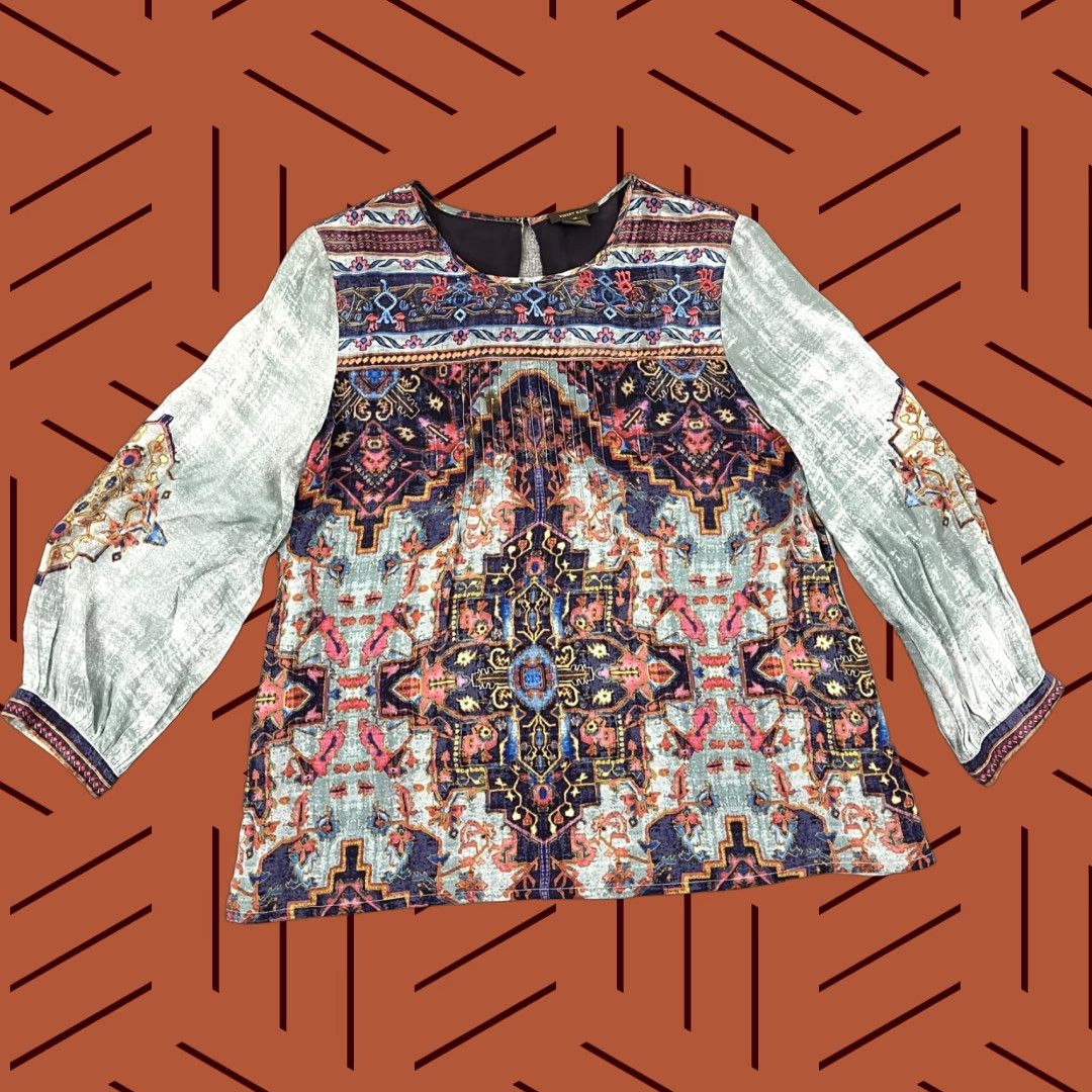 Anthropologie Vineet Bahl by Anthropologie Prudence Blouse Womens Medium Paisley Artsy Viscose Shirt Size M / US 6-8 / IT 42-44 - 1 Thumbnail