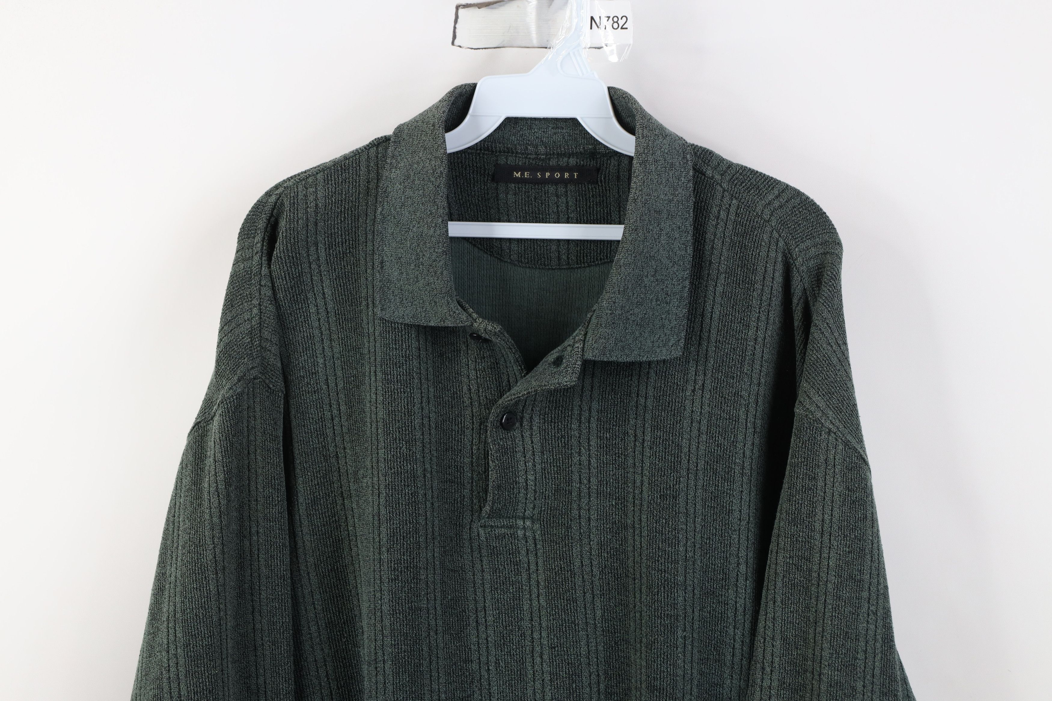 Vintage Vintage 90s Streetwear Ribbed Knit Long Sleeve Rugby Polo Size US XXL / EU 58 / 5 - 2 Thumbnail
