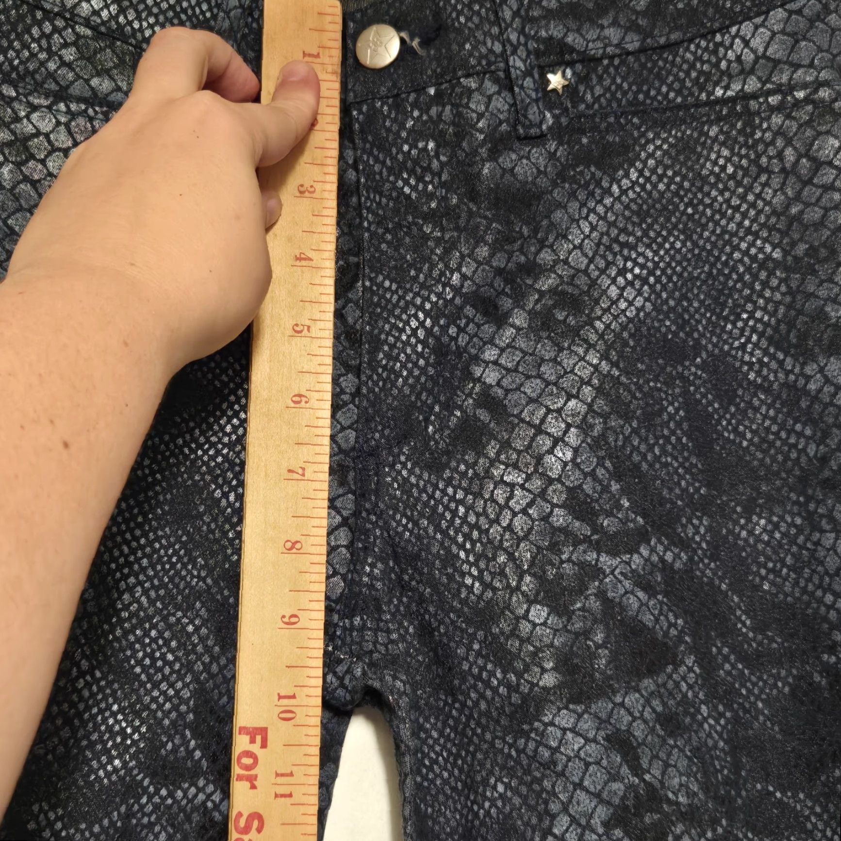 Vintage VTG Bubblegum USA Womens 5/6 Snakeskin Jeans Stretchy Blue Y2K Low Rise Hipster Flared Jeans Size 27" / US 4 / IT 40 - 7 Thumbnail