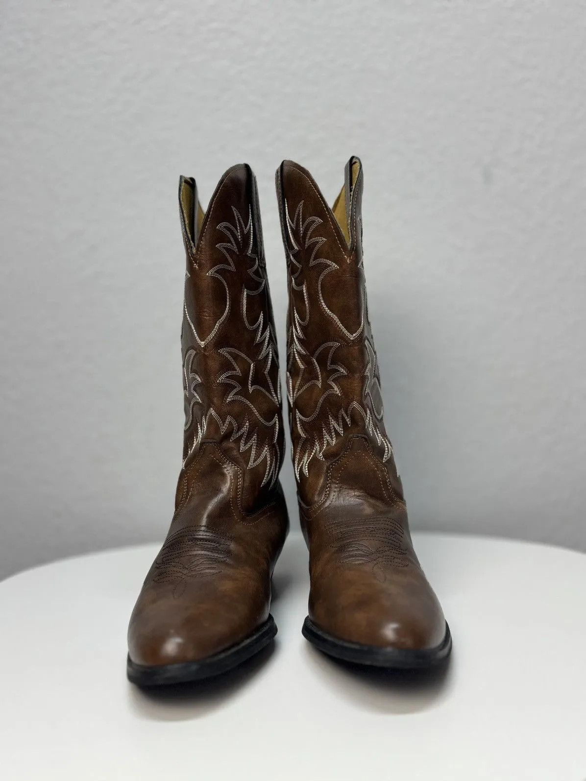 Western Rise 👉 Vintage High Leather Cowboy Boots – Rick Owens Opium Size US 9 / EU 42 - 1 Thumbnail