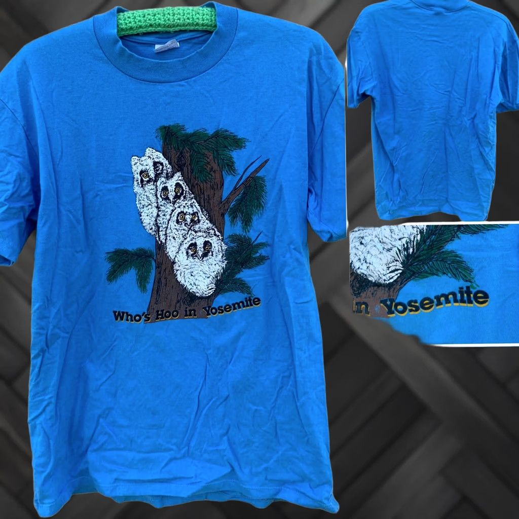 Vintage VINTAGE Who’s Hoo in Yosemite t-shirt Owl Owls Blue L 42-44 Men Shirt Size L Graphic Print Yosemite 90s Nature Owl Mens Size US L / EU 52-54 / 3 - 1 Thumbnail