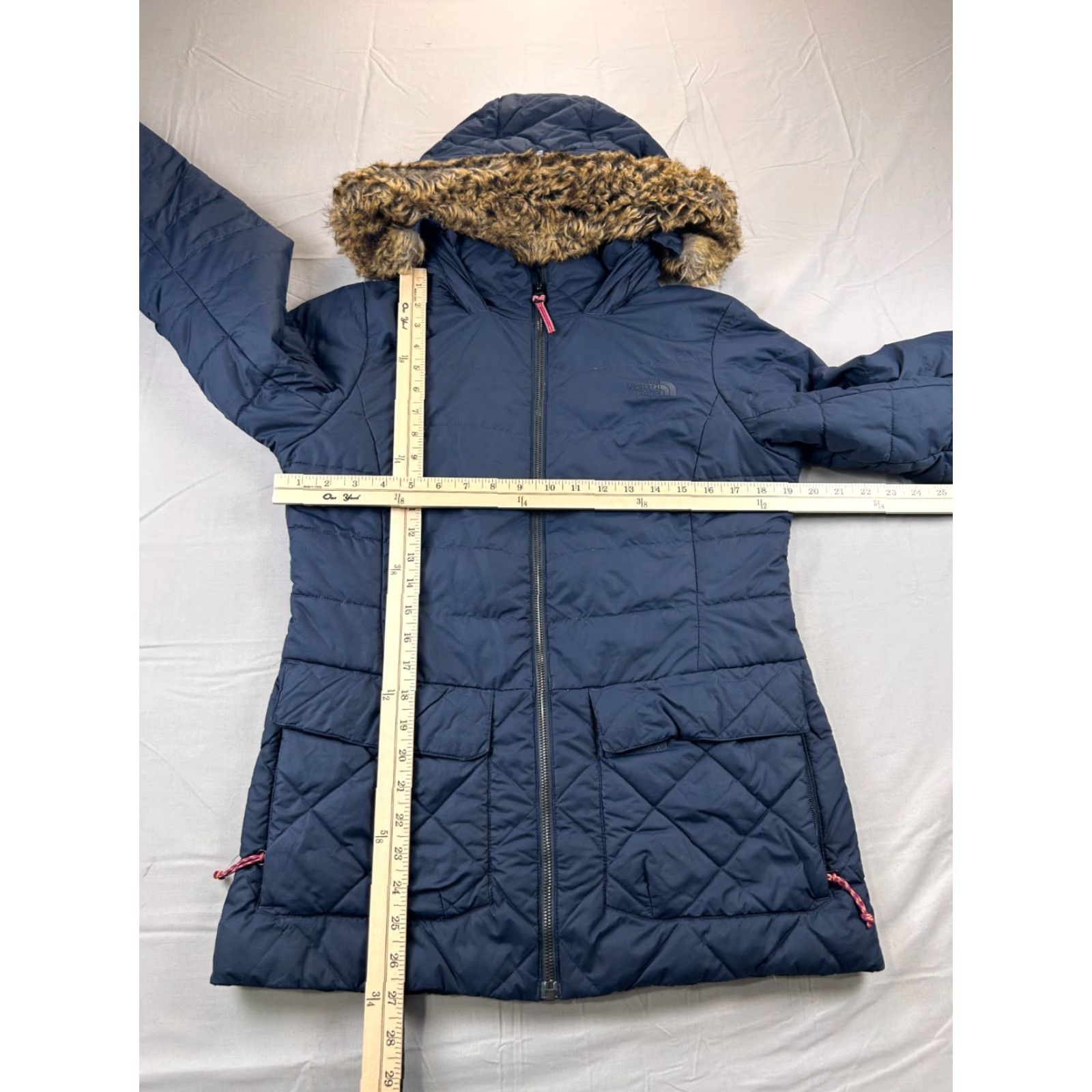 The North Face The North Face Puffer Jacket Womens Small P Navy Hooded Quilted Coat Blue - 550 Fill Down Fur Trim - Zip Front - Casual Winter Outdoor Jacket (Women) Size S / US 4 / IT 40 - 4 Thumbnail