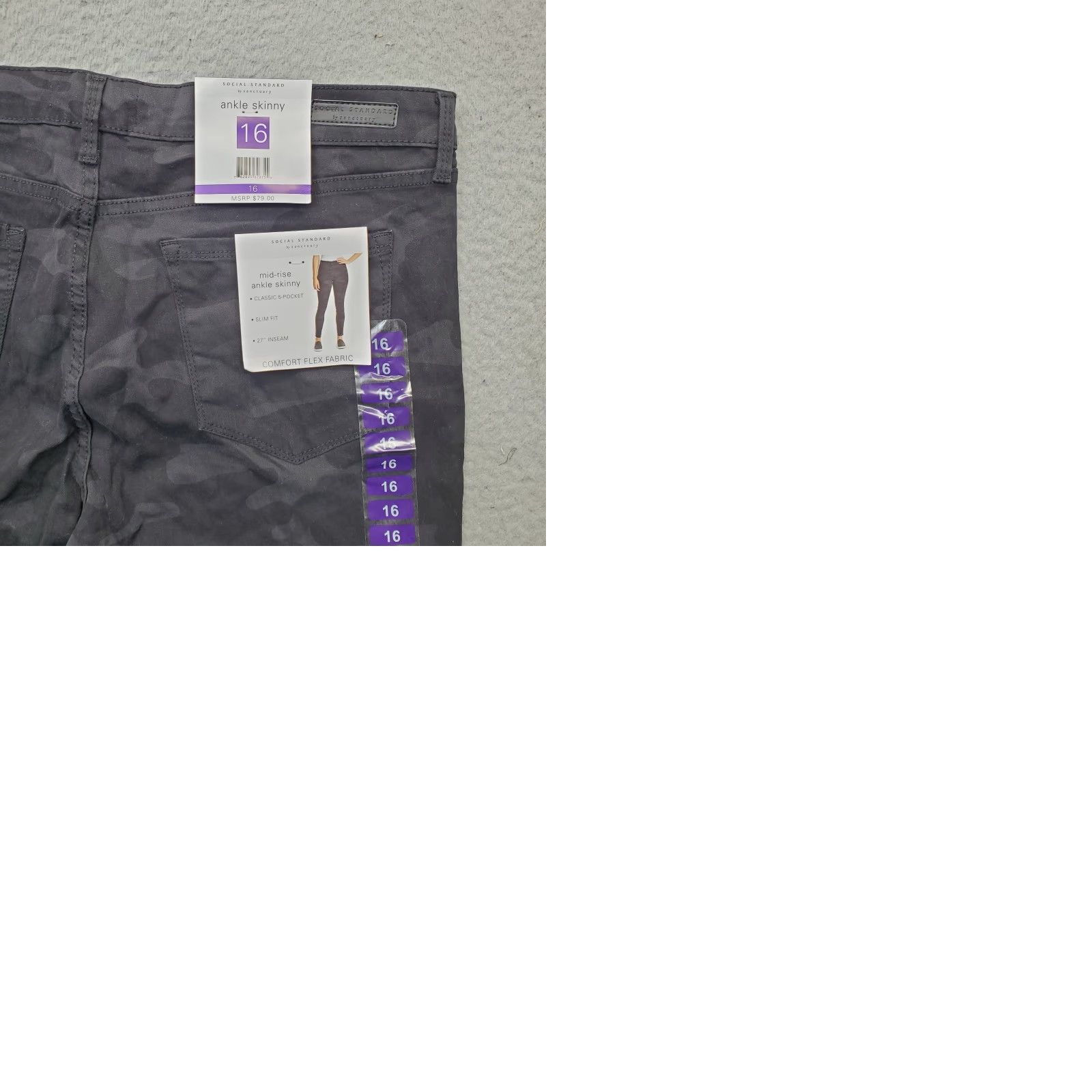 Sanctuary Sanctuary Womens Jeans 16 Multi Camo Mid Rise Ankle Skinny Denim 5-Pocket Stretch Comfort Size 38" / US 16 / IT 52 - 9 Thumbnail