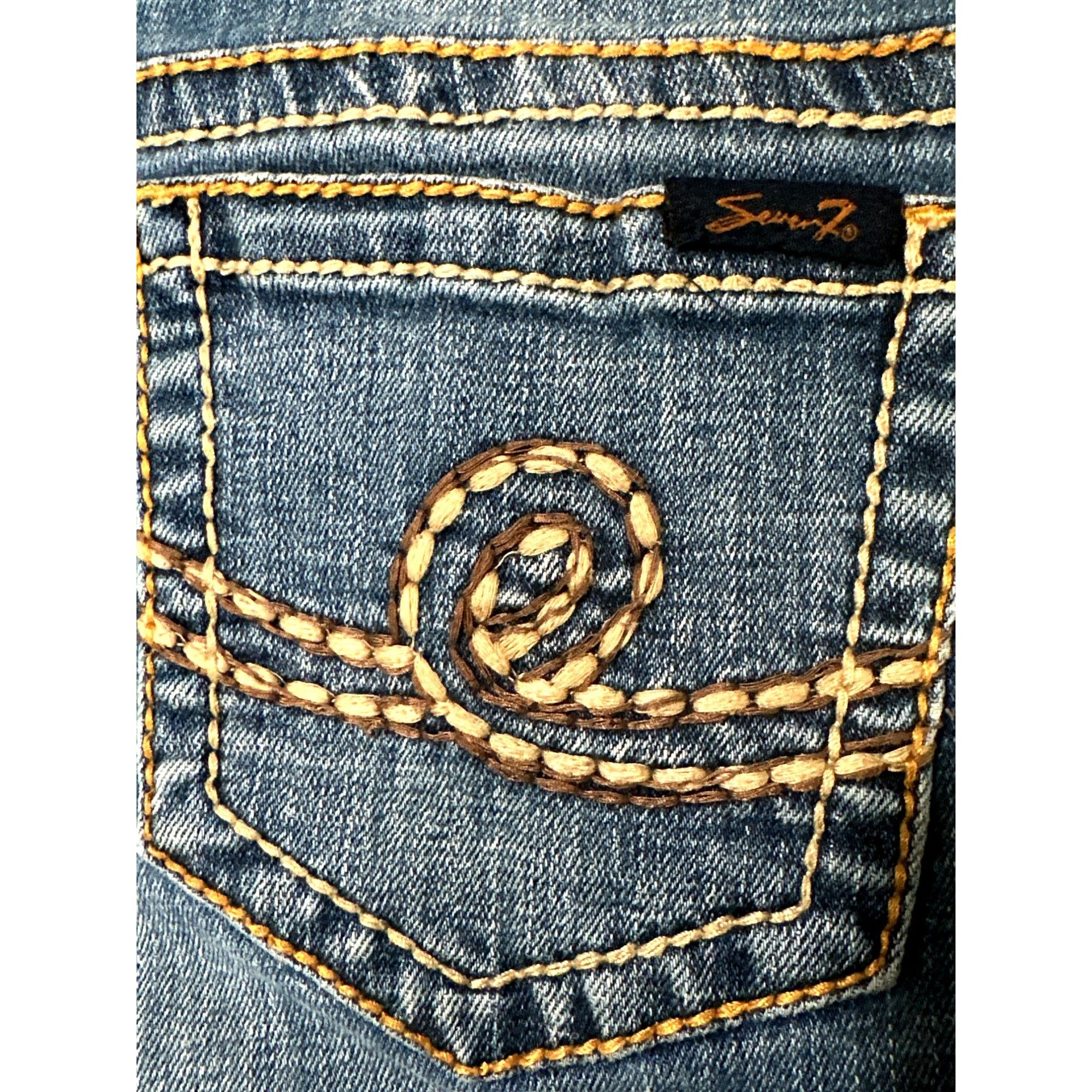 Seven 7 Seven7 Bootcut Size 27 Blue Denim Contrast Stitching Embroid Size 27" / US 4 / IT 40 - 14 Thumbnail