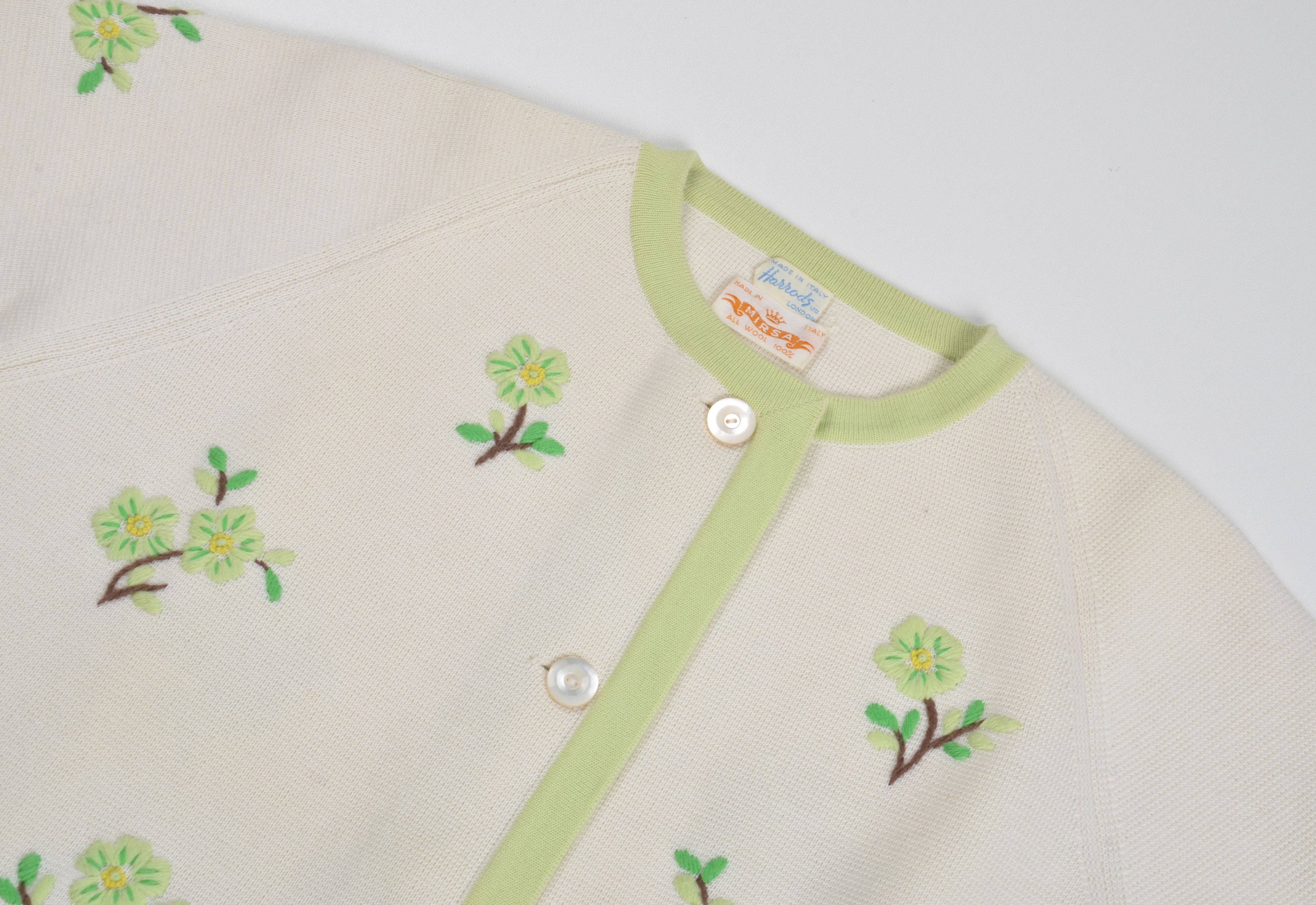 Harrods Vintage 80's Mirsa Harrods Wool Floral Embroidered Cardigan Size M / US 6-8 / IT 42-44 - 5 Thumbnail