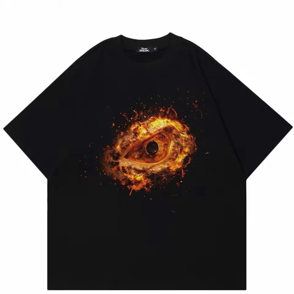 Japanese Brand Gothic Flaming Evil Eye Print Streetwear T shirt Size US S / EU 44-46 / 1 - 1 Thumbnail