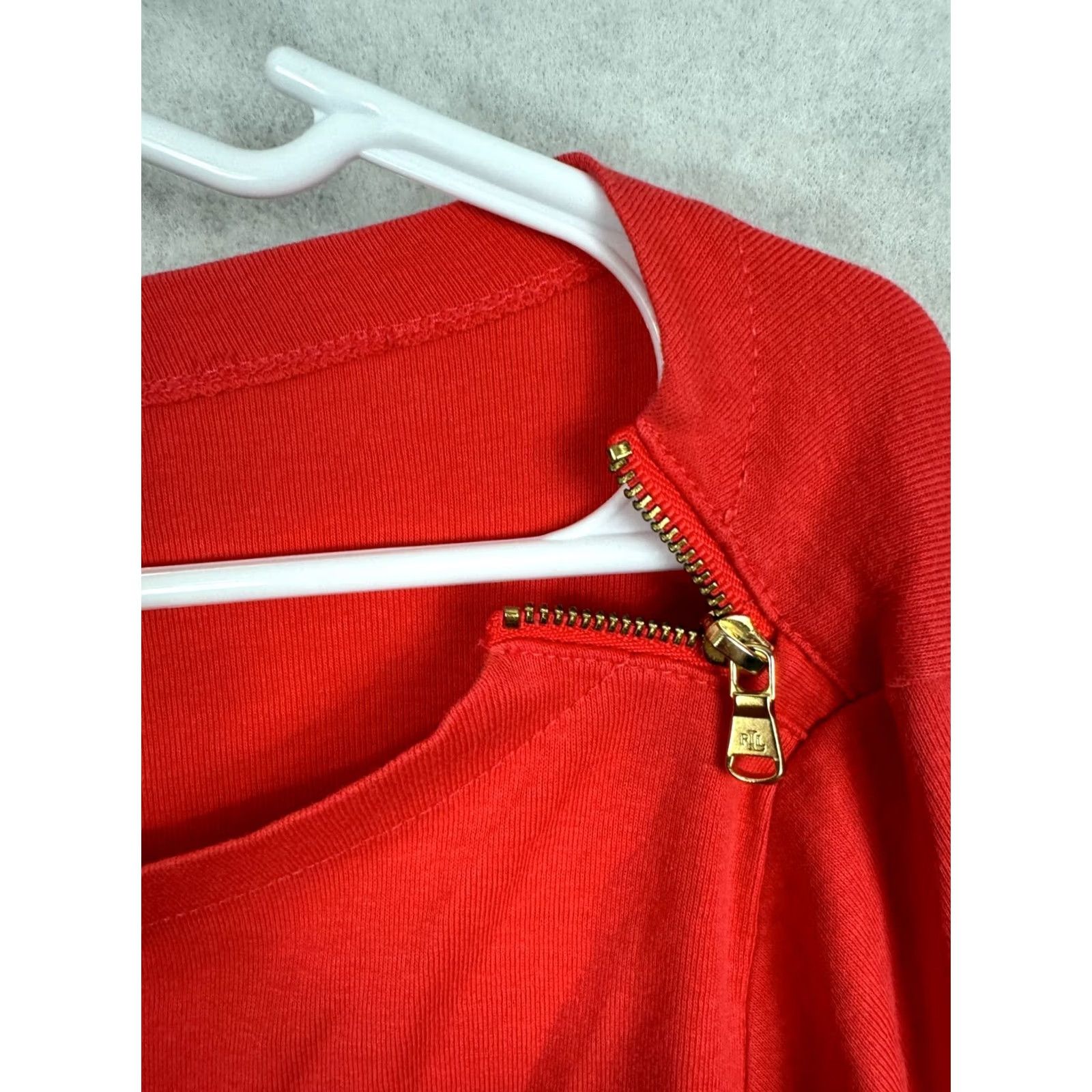 Ralph Lauren VINTAGE Lauren Ralph Lauren Green Label Casual Top Shirt Zip Women Large Short Sleeve Coral Size L / US 10 / IT 46 - 4 Thumbnail