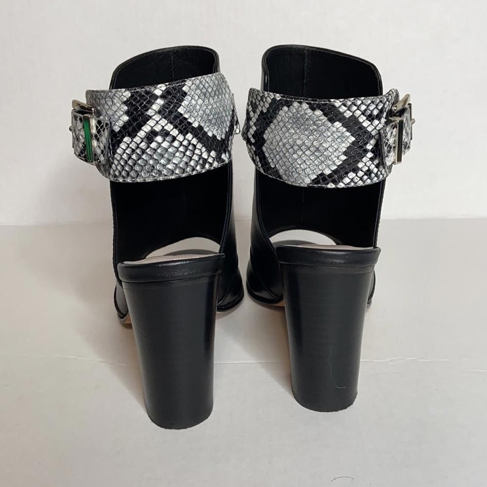Designer Andrew Stevens Black Leather Cheyenne Stacked Heel, Size 8.5 Size US 8.5 / IT 38.5 - 5 Thumbnail