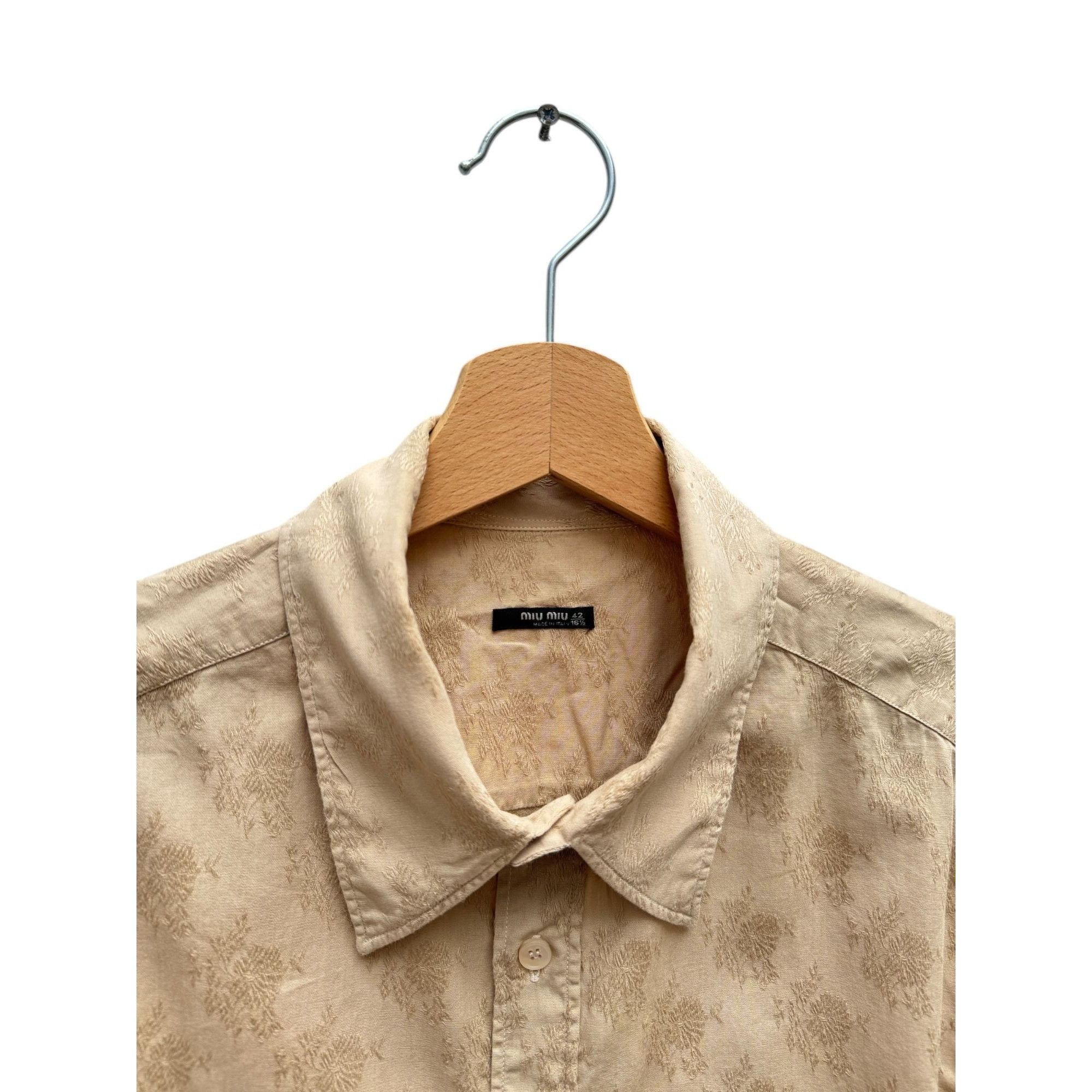 Miu Miu Beige Brocade Shirt Size M / US 6-8 / IT 42-44 - 4 Thumbnail
