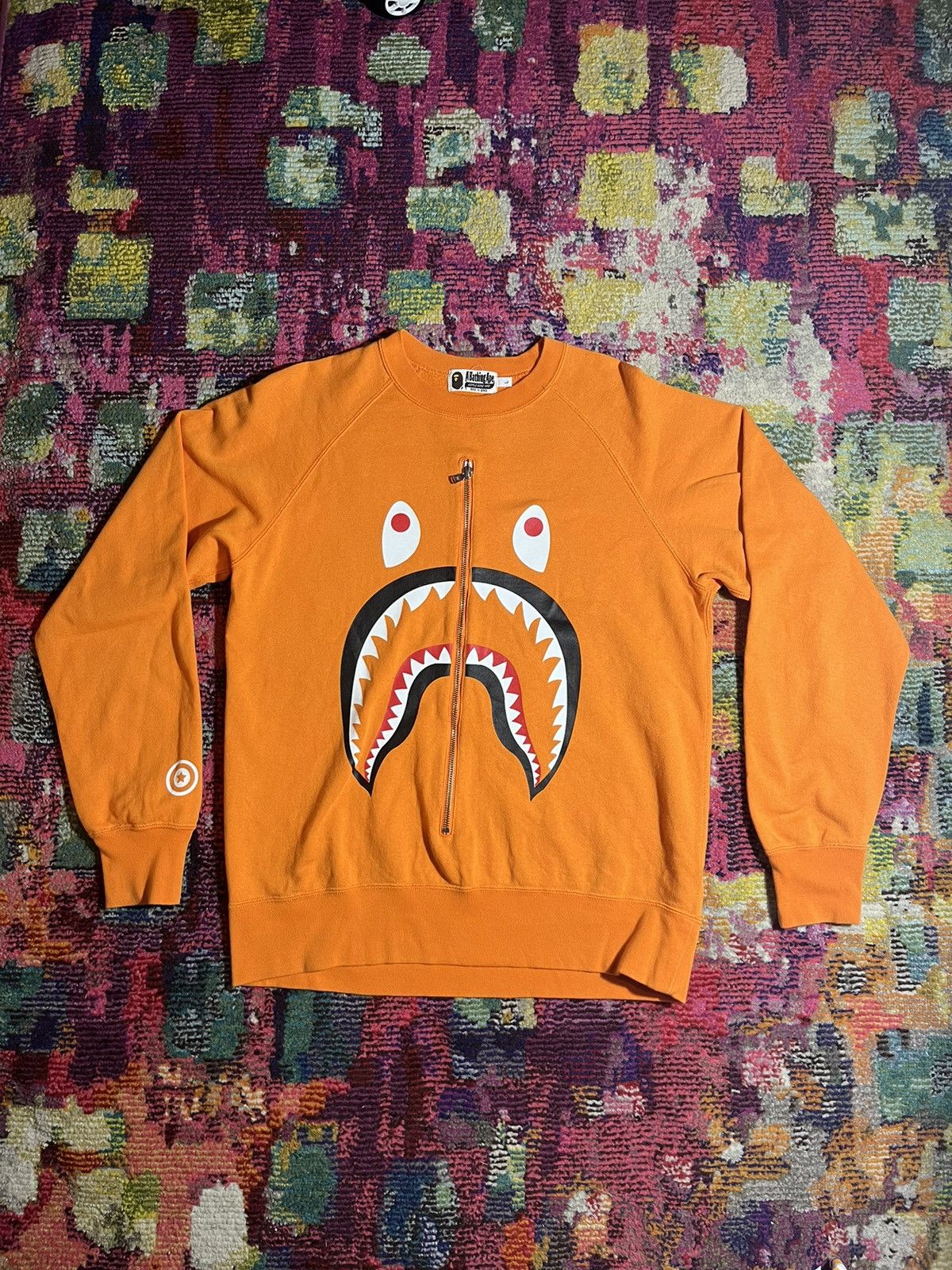 Bape Orange Bape Zip Crewneck Size US L / EU 52-54 / 3 - 2 Thumbnail