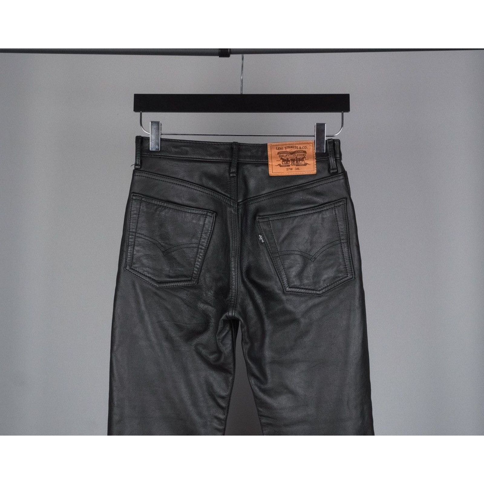 Levi's Vintage levis strauss real leather black logo pants Size 27" / US 4 / IT 40 - 4 Thumbnail