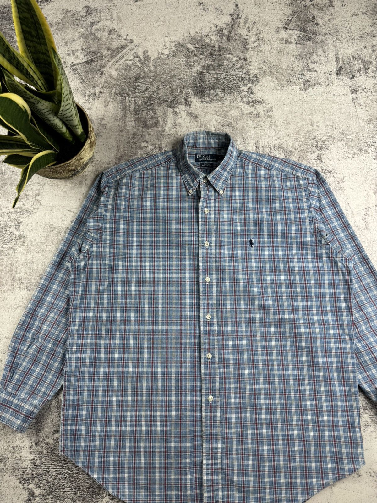Polo Ralph Lauren Polo Ralph Lauren Blake Plaid Large Button Checked Blue Oxford LongSleeve Shirt Size US L / EU 52-54 / 3 - 4 Thumbnail