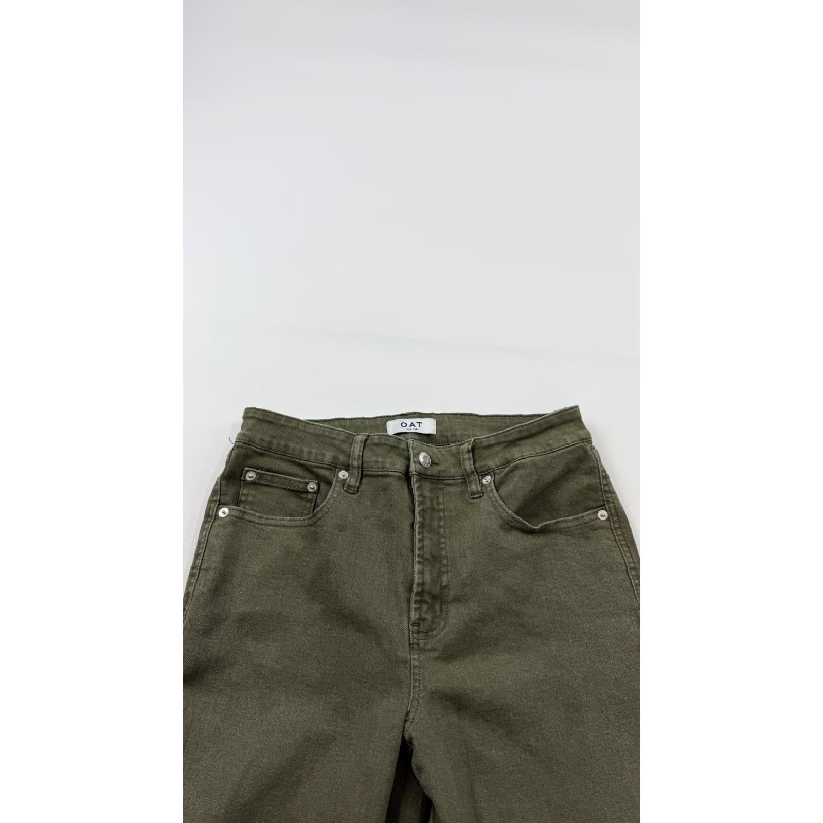 Olive OAT New York Straight Jeans Womens 29 Olive Green Stretch Denim Cropped 29x24 Size 29" - 3 Thumbnail