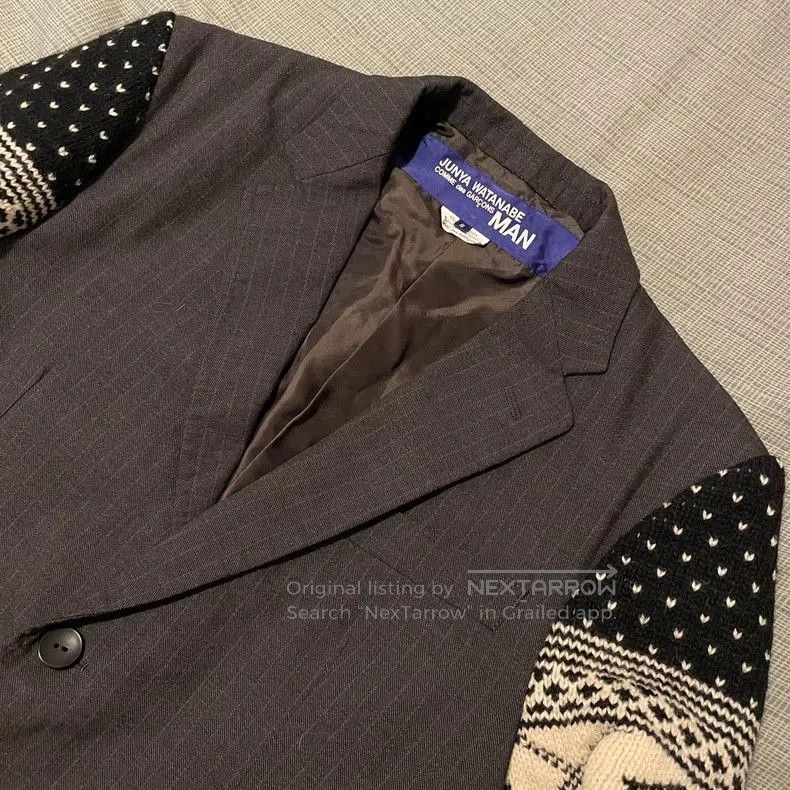 Junya Watanabe Gray Stripe Knit Sleeve Blazer. Size US S / EU 44-46 / 1 - 3 Thumbnail