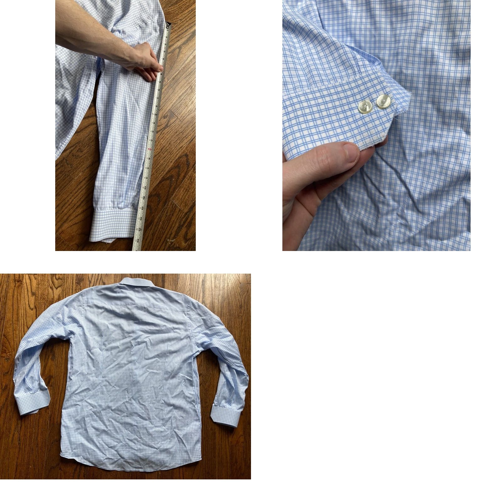 Eton Eton Dress Shirt Mens Contemporary Size 17 Blue White Check Long Sleeve Size 46R - 8 Thumbnail
