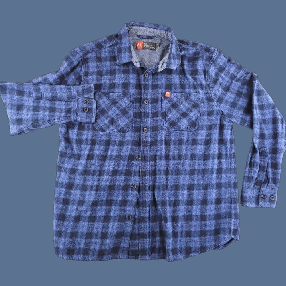 Vintage The American Outdoorsmen Shirt Mens XL Blue Plaid Long Sleeve Flannel Button-Up Regular Size US XL / EU 56 / 4 - 1 Thumbnail