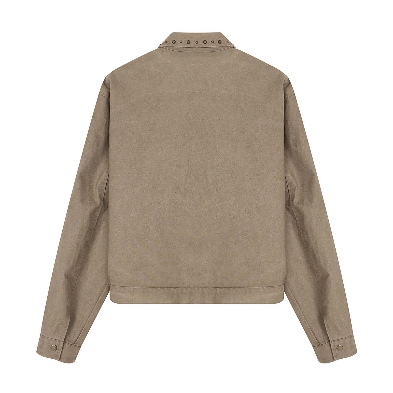 Japanese Brand Tan Studded Zip-Up Jacket, Lightweight Outerwear Size US M / EU 48-50 / 2 - 2 Thumbnail