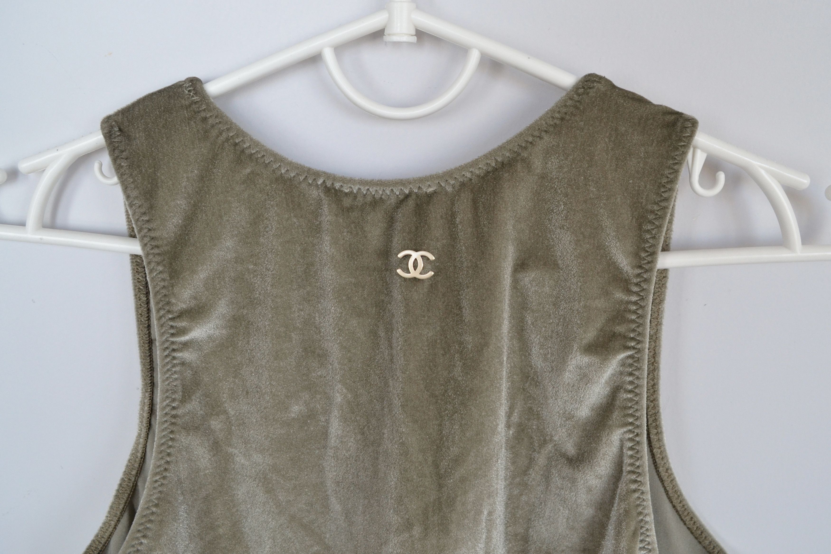 Chanel CHANEL Suit Velour Pants Tank Top Logo CC Khaki Size 40 Size M / US 6-8 / IT 42-44 - 3 Thumbnail