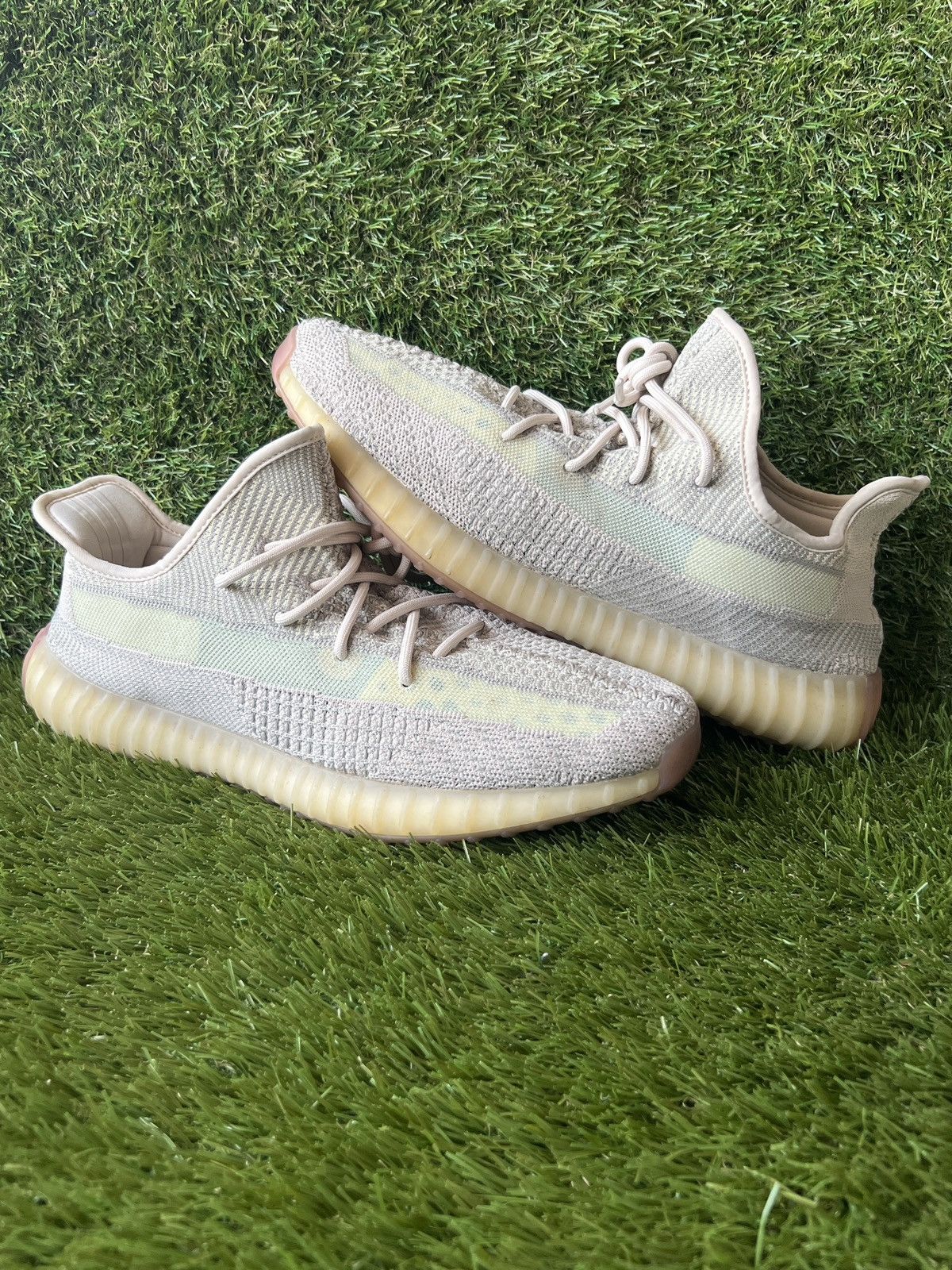 image of Adidas Yeezy 350 V2 Citrin Non Reflective Shoes in White, Men's (Size 14)