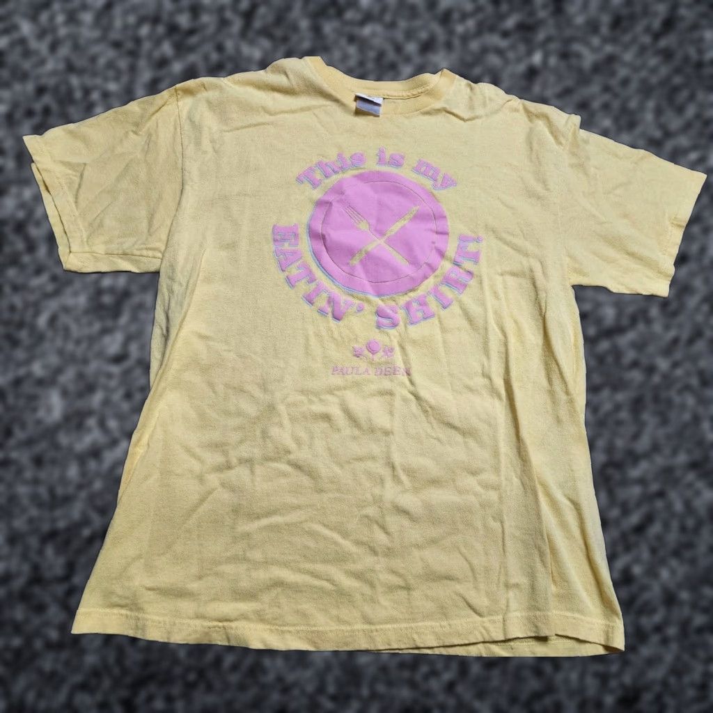 Vintage VINTAGE Paula Deen Food Eatin' Funny T-Shirt Adult Large Yellow Southern Mens Size US L / EU 52-54 / 3 - 1 Thumbnail
