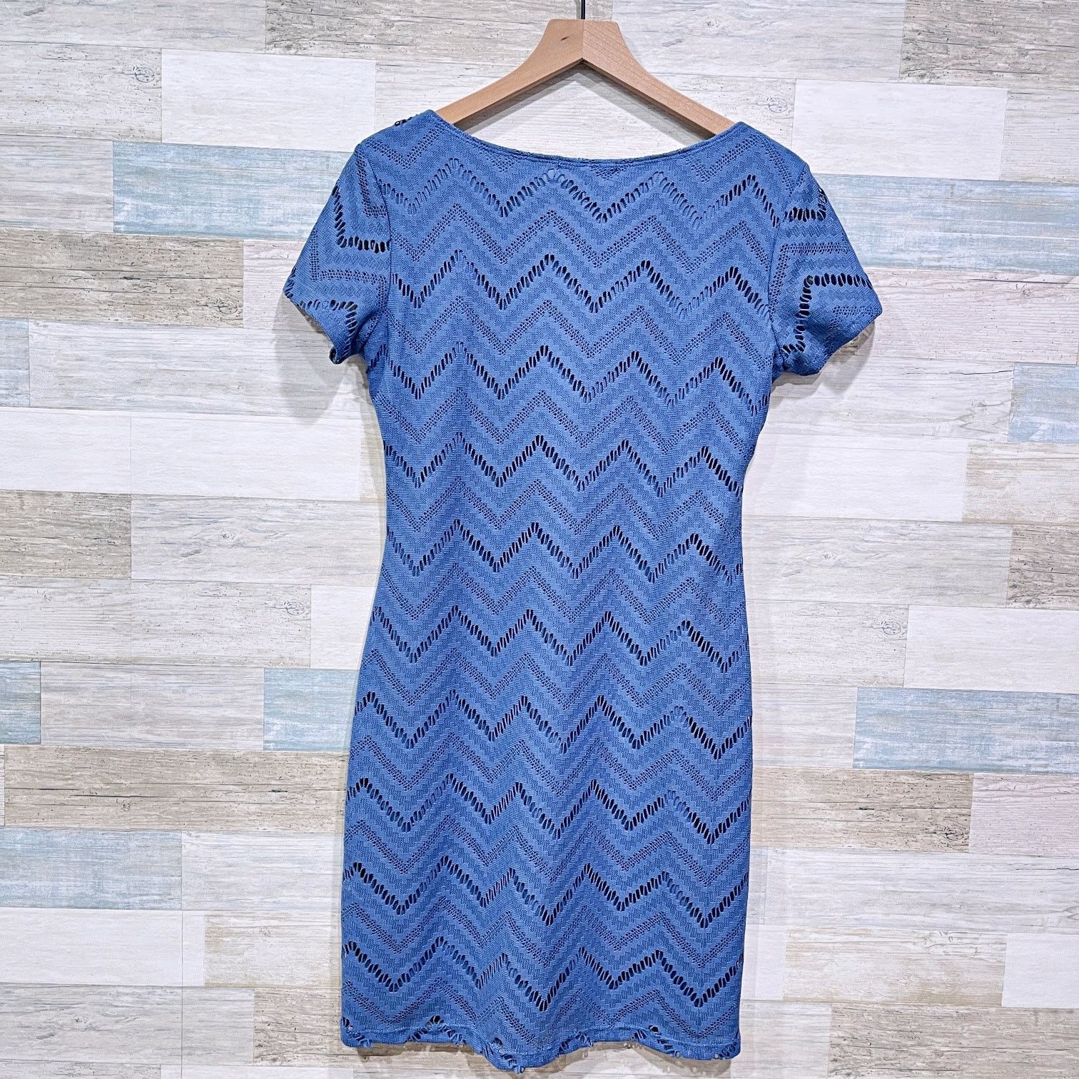 Other Tiana B Lace Overlay Short Cap Sleeve Sheath Dress Blue M Size M / US 6-8 / IT 42-44 - 3 Thumbnail