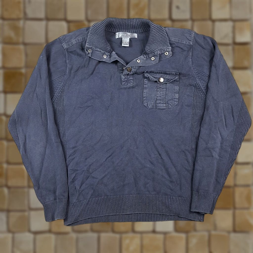 Oscar De La Renta VINTAGE Oscar de la Renta Sweater Knit Pullover Long Sleeve Crew Neck Pockets 90s Casual Men Medium Navy Blue Size US M / EU 48-50 / 2 - 1 Thumbnail