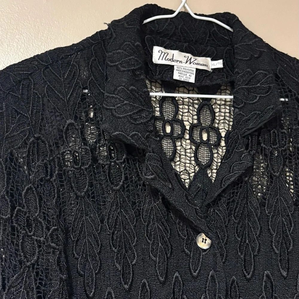 Vintage witchy whimsigoth lace button up cardigan blazer open knit Size XL / US 12-14 / IT 48-50 - 4 Thumbnail