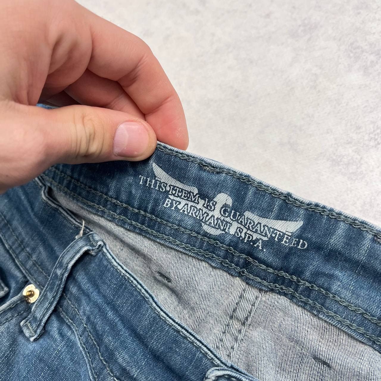 Armani × Vintage Armani Jeans Vintage Denim Pants Flared Mini Logo Y2k Style Size US 33 - 5 Thumbnail