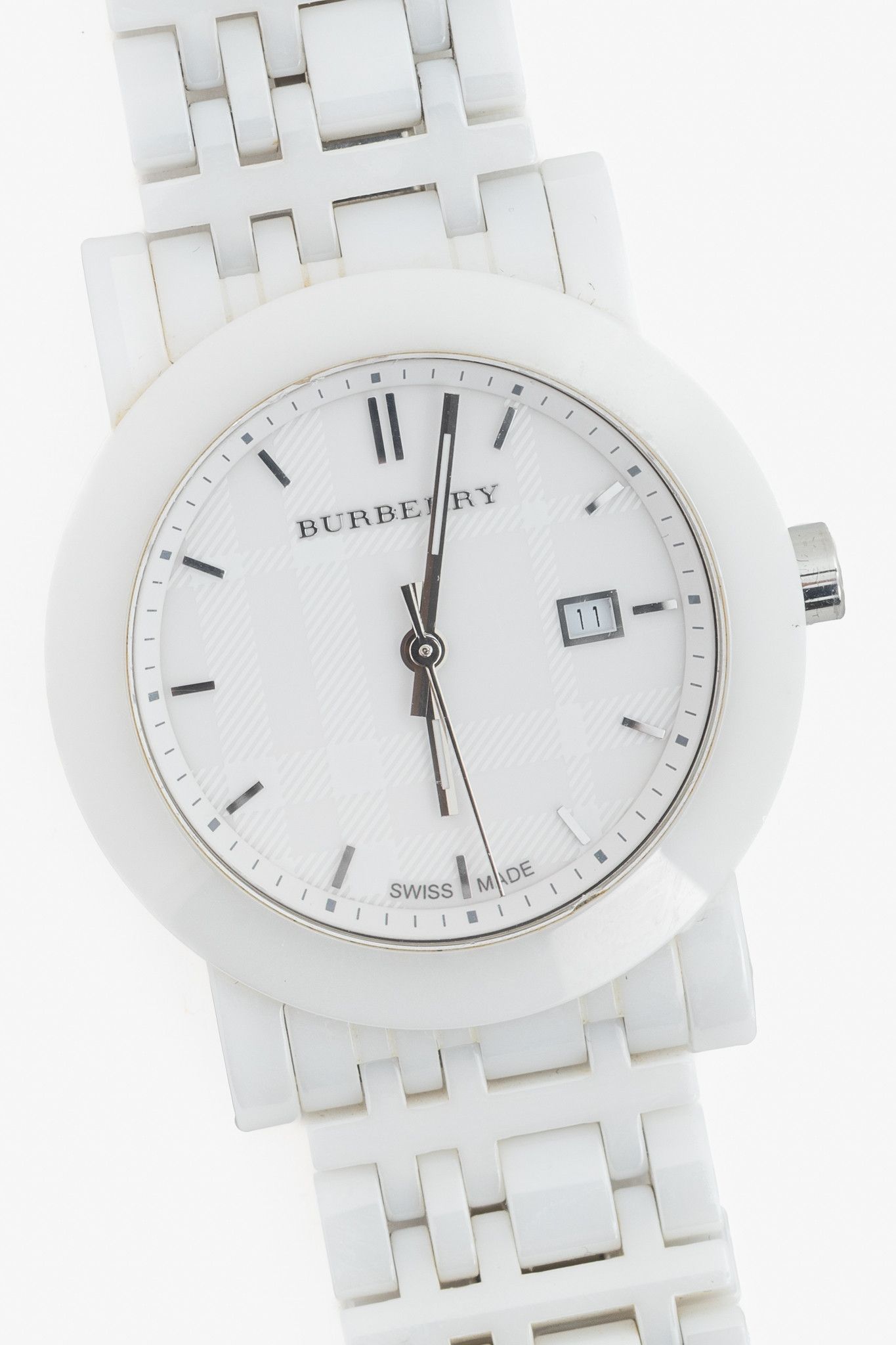 Burberry Burberry AW11 BU1870 White Ceramic Check-Dial Watch Size ONE SIZE - 3 Thumbnail