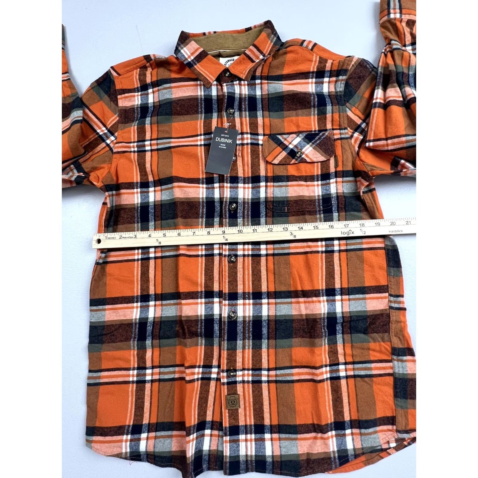 Vintage DUBINIK Shirt Mens M Orange Plaid Flannel Button Front Long Sleeve Casual Size US M / EU 48-50 / 2 - 5 Thumbnail