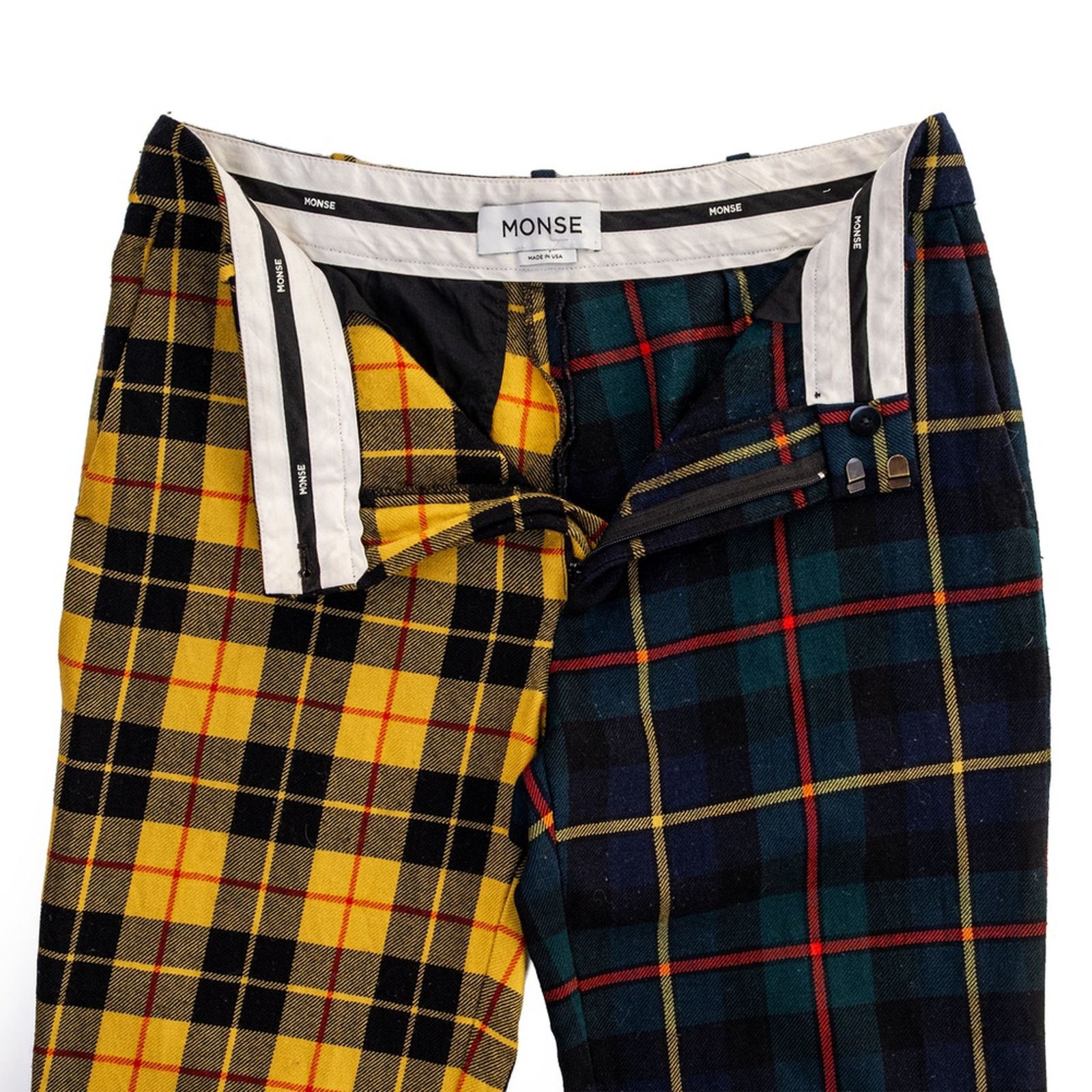 MONSE MONSE Colorblock Plaid Wool Trousers Made in USA Size 4 Size 27" / US 4 / IT 40 - 8 Thumbnail