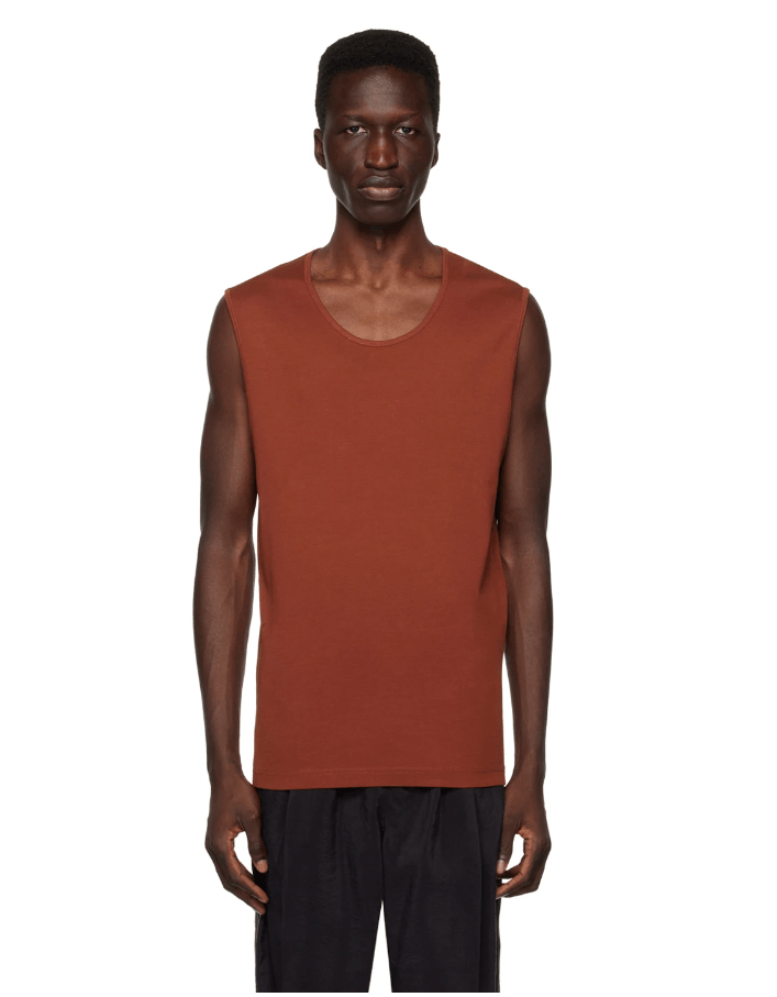 image of Ss23 Lemaire Ribbed Tank Top Xs in Cherry Mahogany, Men's