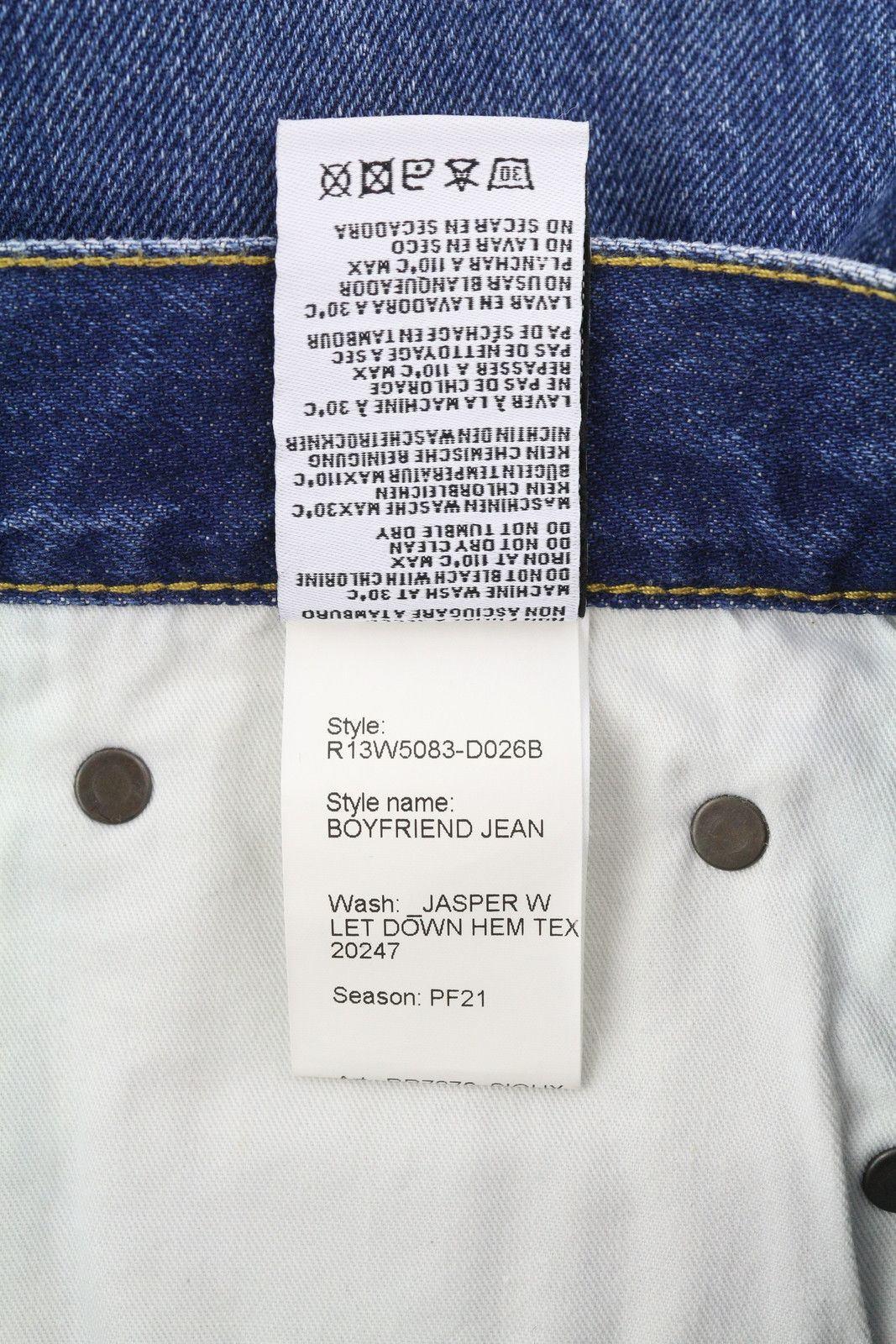 R13 BOYFRIEND 27 Jasper Let Down Tex Faded Blue Ankle 85432 Size 27" / US 4 / IT 40 - 8 Thumbnail