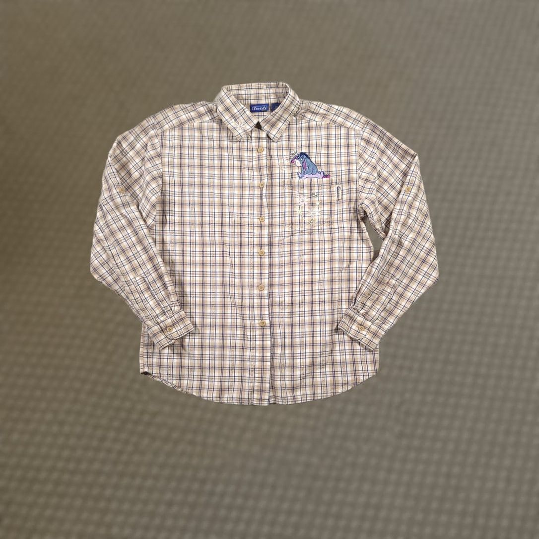 Disney Disney Eeyore Plaid Button Up Shirt Womens S Embroidered Metallic Embellished Size S / US 4 / IT 40 - 1 Thumbnail