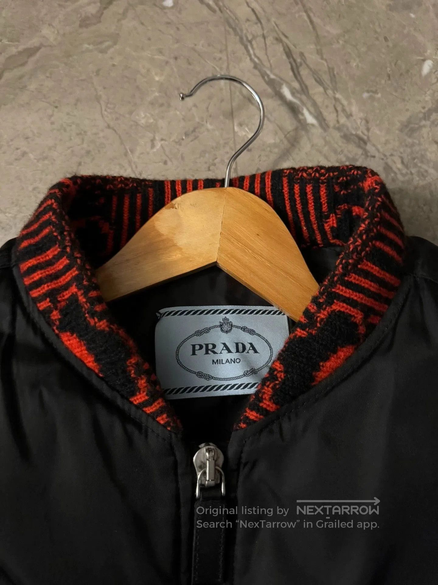 Prada Black Bomber Jacket with Ribbed Trim. Size US S / EU 44-46 / 1 - 2 Thumbnail