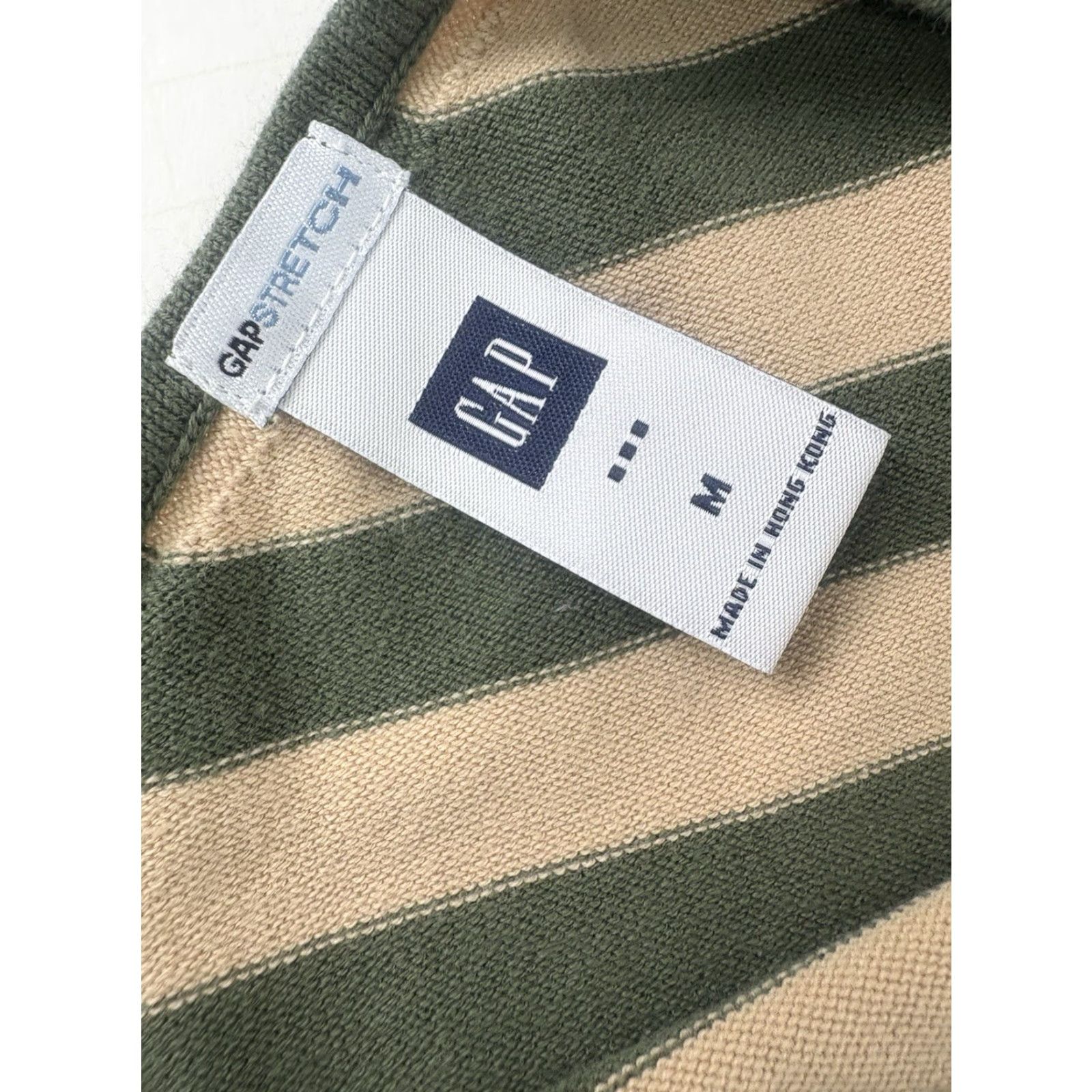 Gap Vintage Gap Green Beige Striped V-Neck Sleeveless Cotton Spandex Blouse Womens Size M Size M / US 6-8 / IT 42-44 - 7 Thumbnail