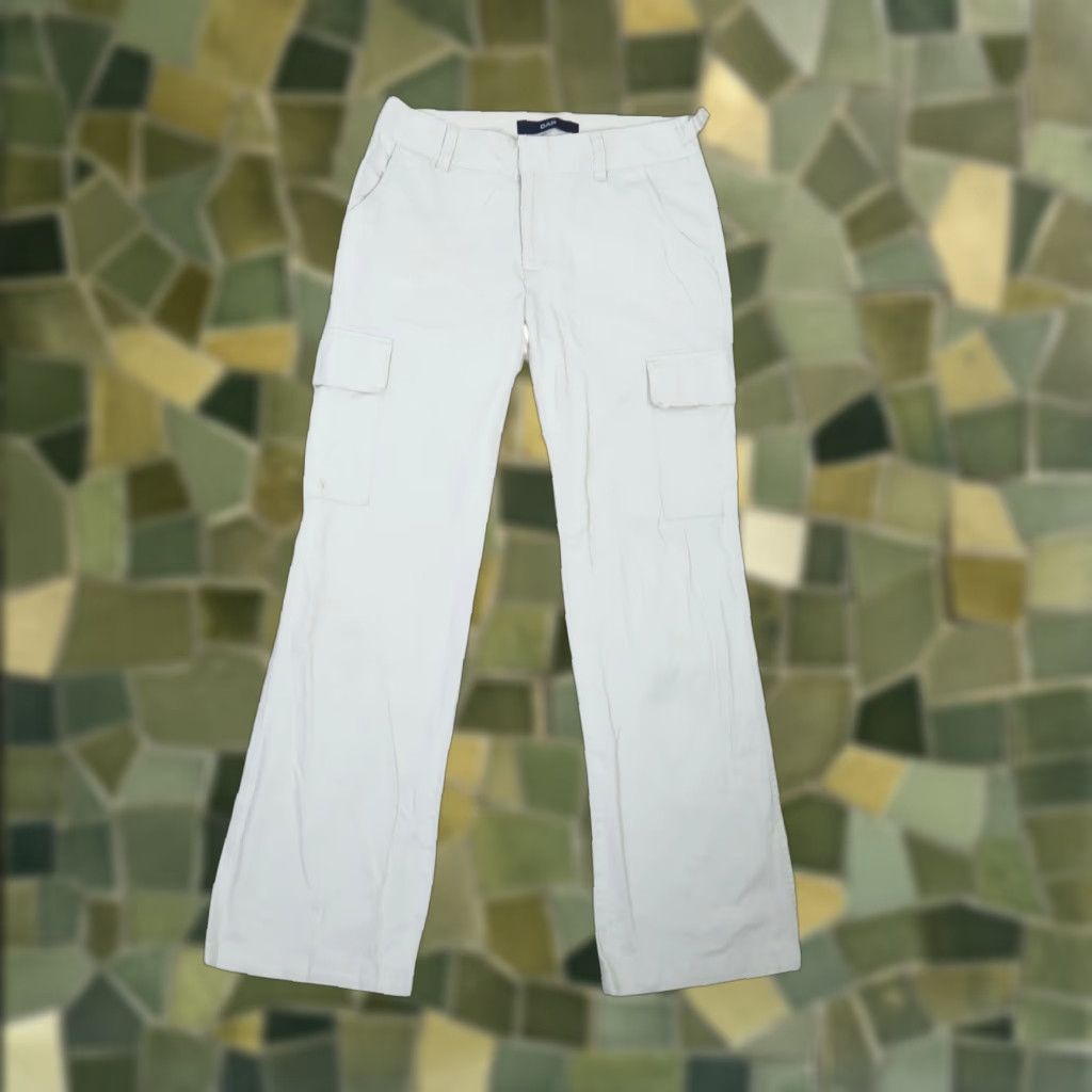 Gap VINTAGE Gap cream khaki low rise bootcut flare cargo pants 6 Womens 80s Jeans Pants Casual Winter Summer Spring Fall Bootcut Mens Girls Boys Size 28" / US 6 / IT 42 - 1 Thumbnail