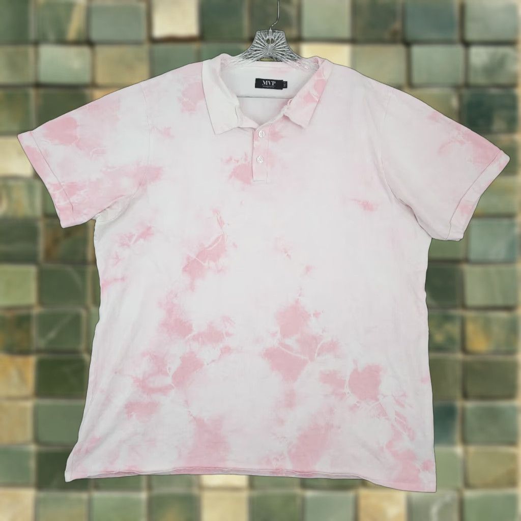 Vintage VINTAGE MVP Polo Shirt 2XLT Pink Tie Dye Short Sleeve Mens Big & Tall Size US XXL / EU 58 / 5 - 1 Thumbnail