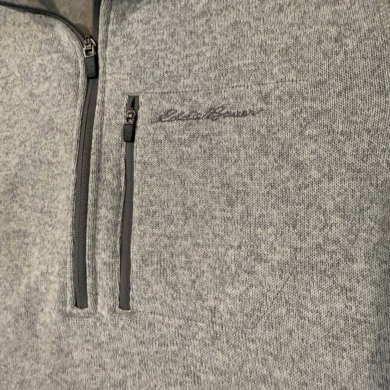 Eddie Bauer Eddie Bauer Fleece Quarter Zip MockNeck Sweater Gray Mens LT Size US L / EU 52-54 / 3 - 5 Thumbnail