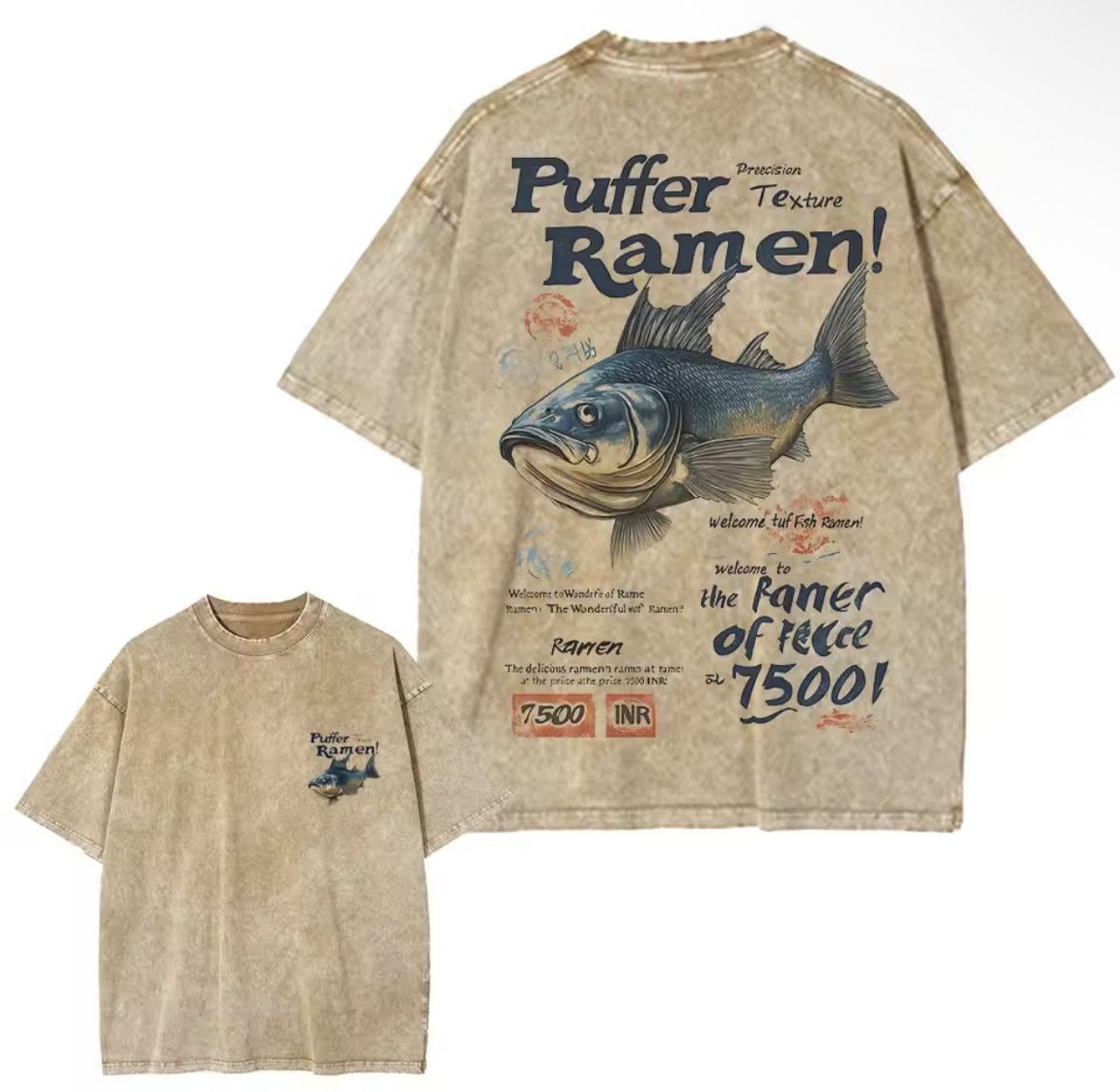 Japanese Brand Y2K Vintage Fish Ramen Art Print Distressed T-Shirt Size US M / EU 48-50 / 2 - 1 Thumbnail