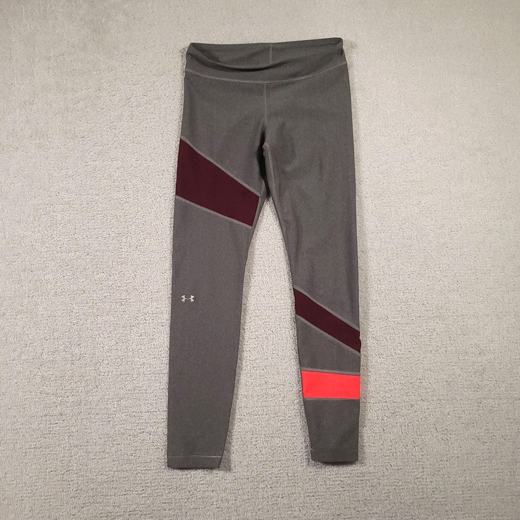 Under Armour Under Armour Pants Womens Medium Gray HeatGear Compression Leggings Colorblock Size 32" / US 10 / IT 46 - 2 Thumbnail