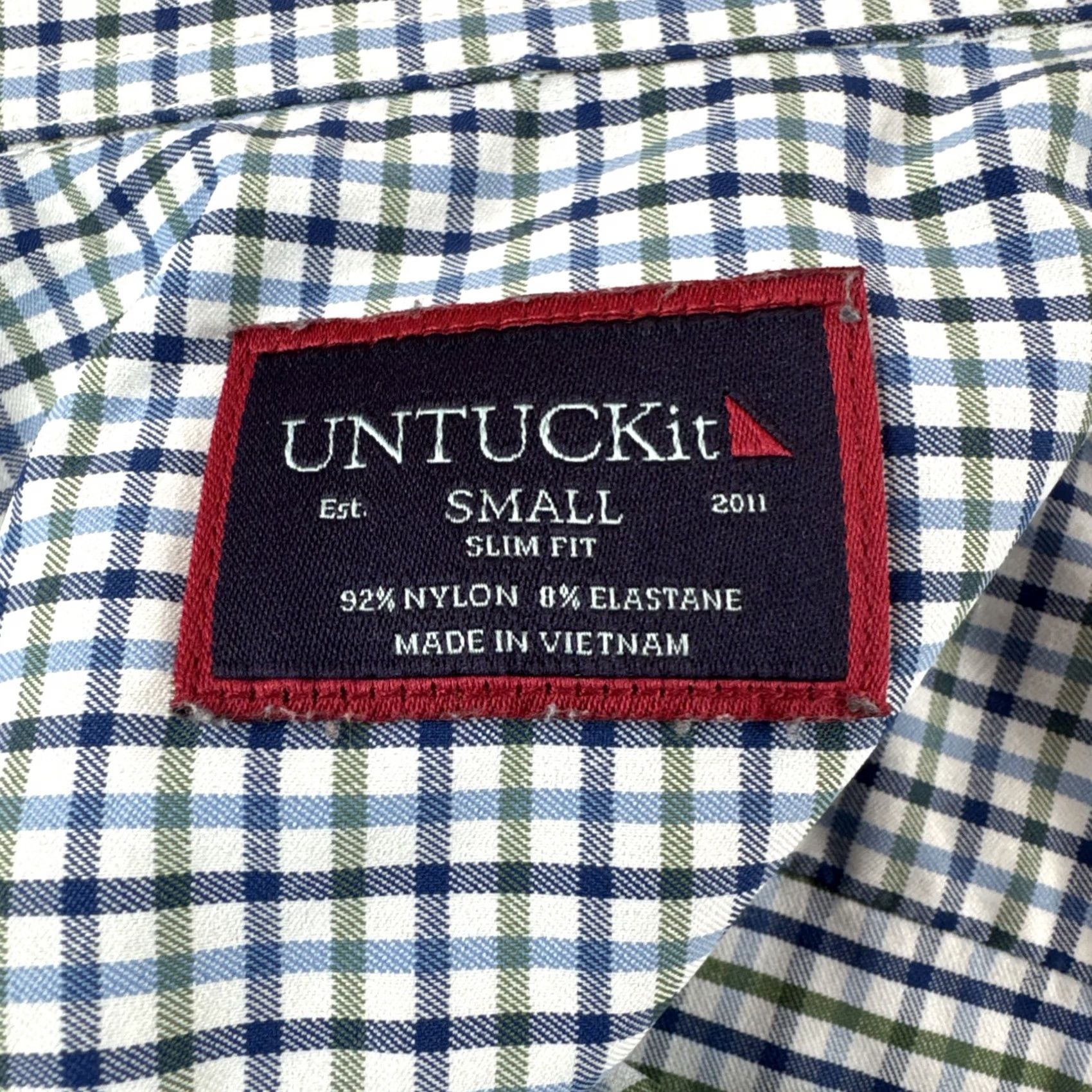 UNTUCKit UNTUCKit Shirt Men S Slim Blue Plaid Nylon Spandex Long Sleeve Button-Up Size US S / EU 44-46 / 1 - 5 Thumbnail
