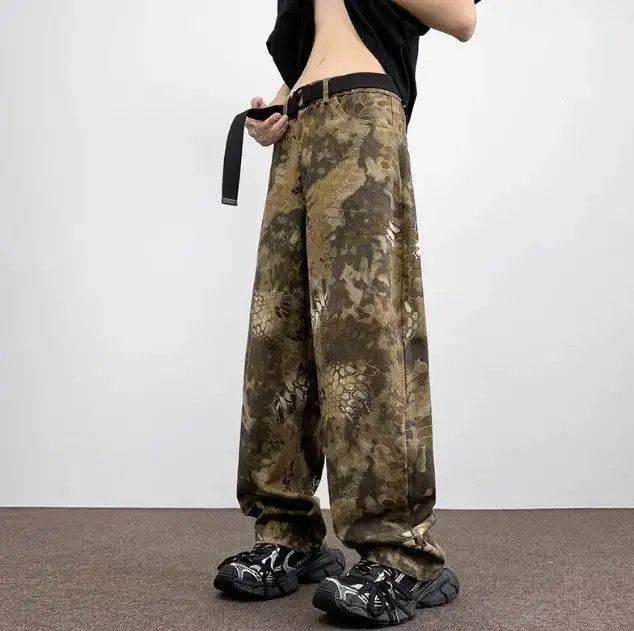 Japanese Brand Retro snake patterned camouflage washed jeans Size US 32 / EU 48 - 3 Thumbnail